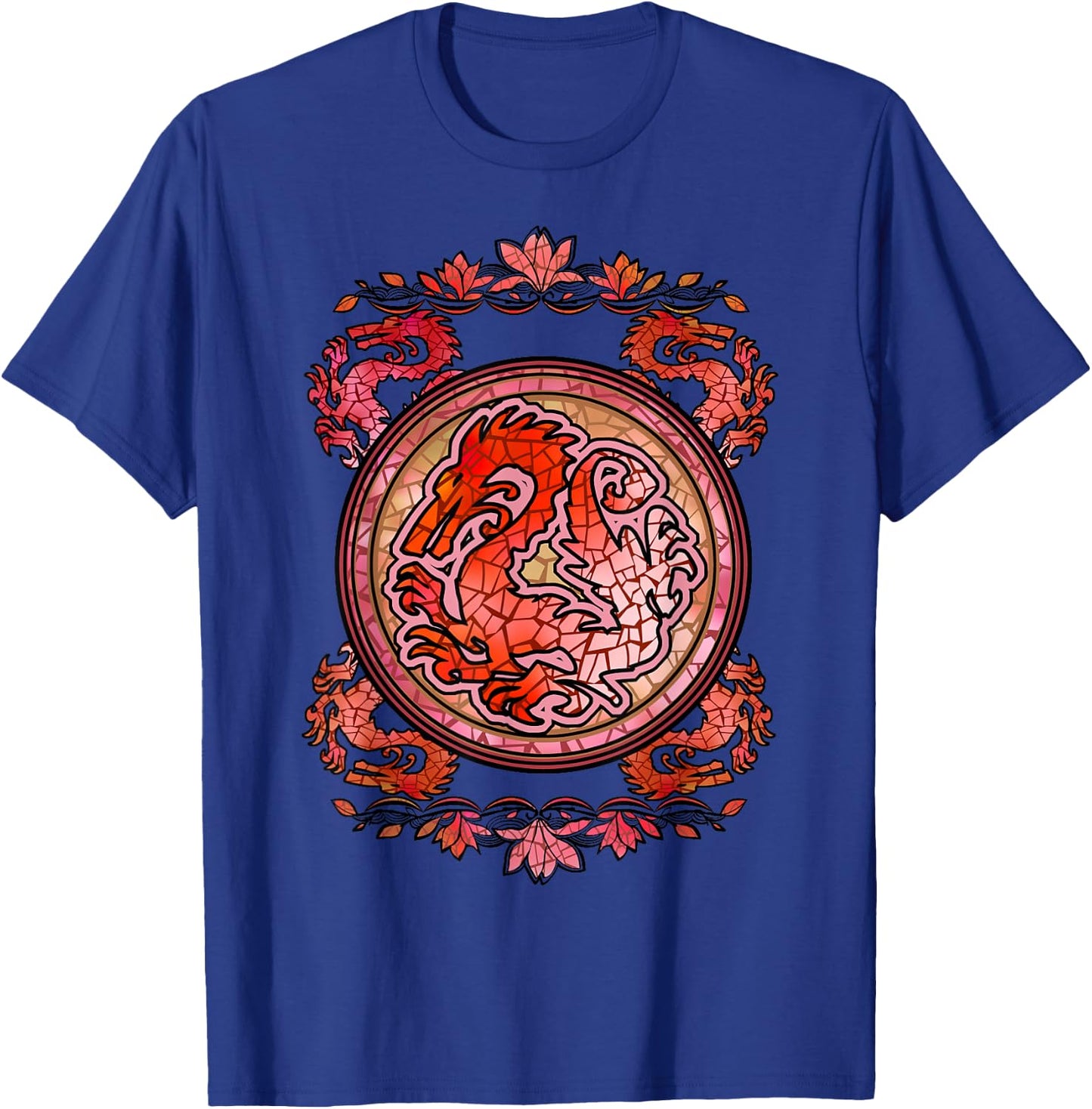 Disney Mulan Stained Glass Dragon Emblem Graphic T-Shirt - T-Shirt | Royal