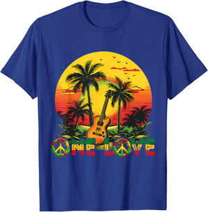 Guitarist Rasta Reggae Sunset Jamaica Reggae Music Guitar , Black, S T-Shirt - T-Shirt | Royal