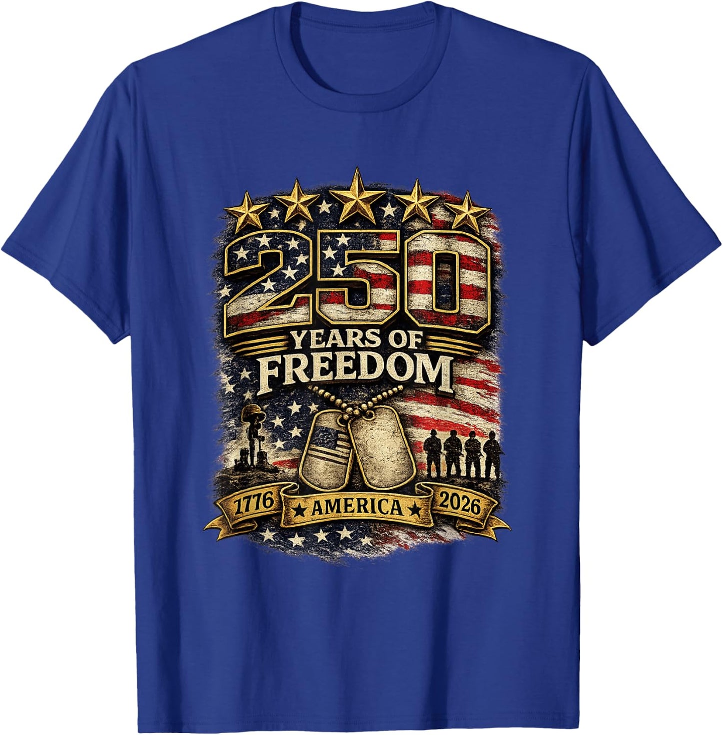 250 America Liberty July 4 T-Shirt - T-Shirt | Royal