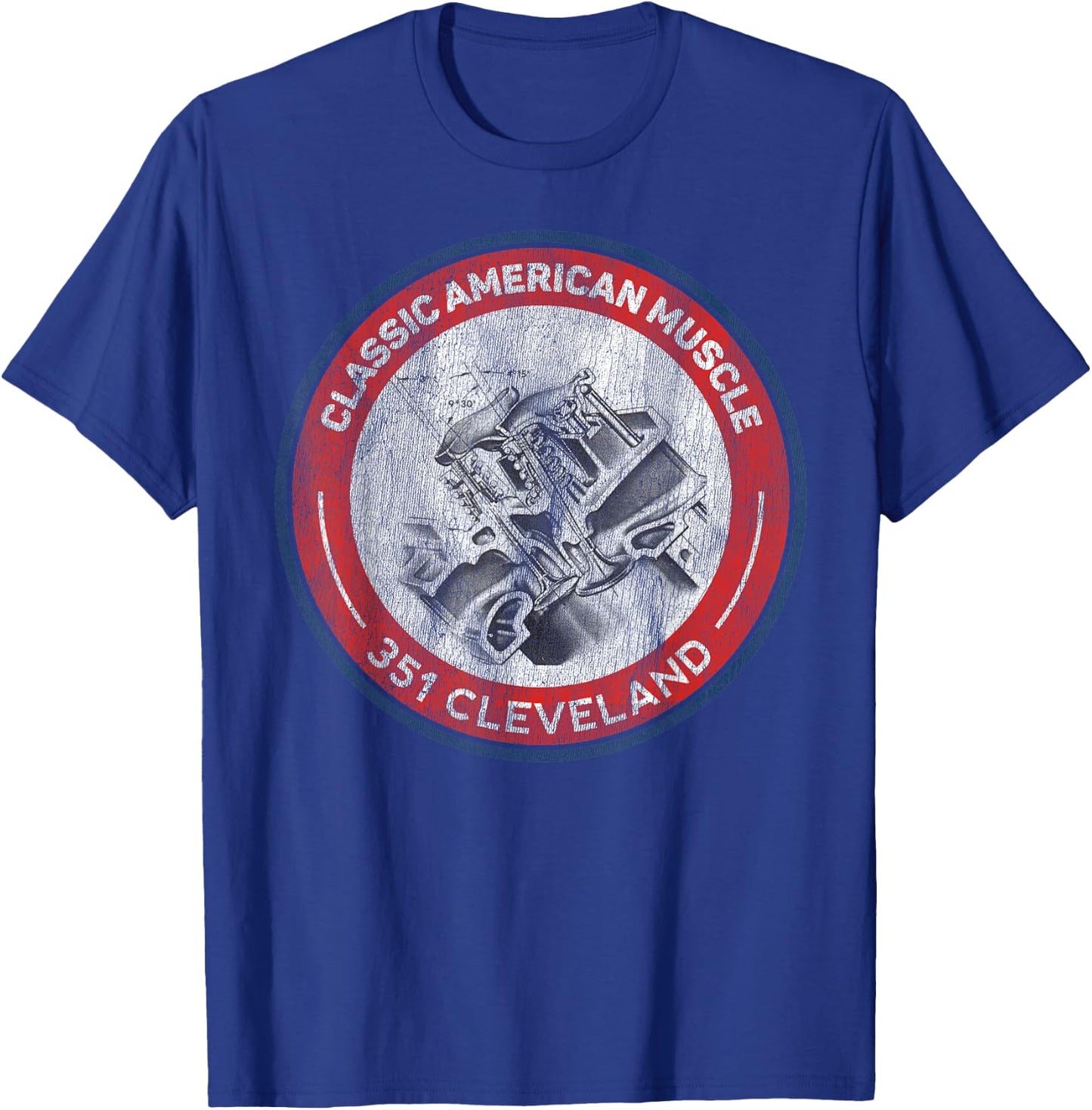 351 Cleveland Canted Valve Musclecar Retro Logo T-Shirt - T-Shirt | Royal