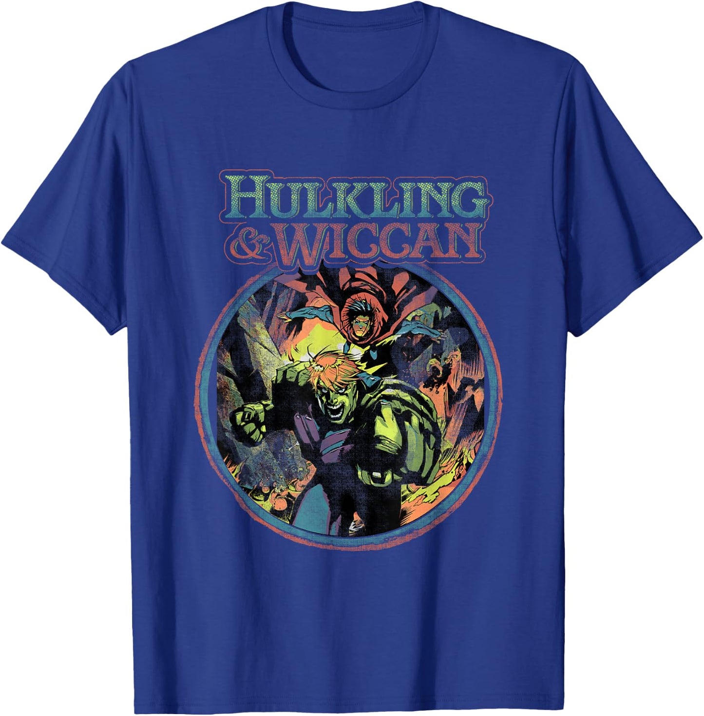 Marvel Universe Classic Hulking & Wiccan Retro Big Poster T-Shirt - T-Shirt | Royal
