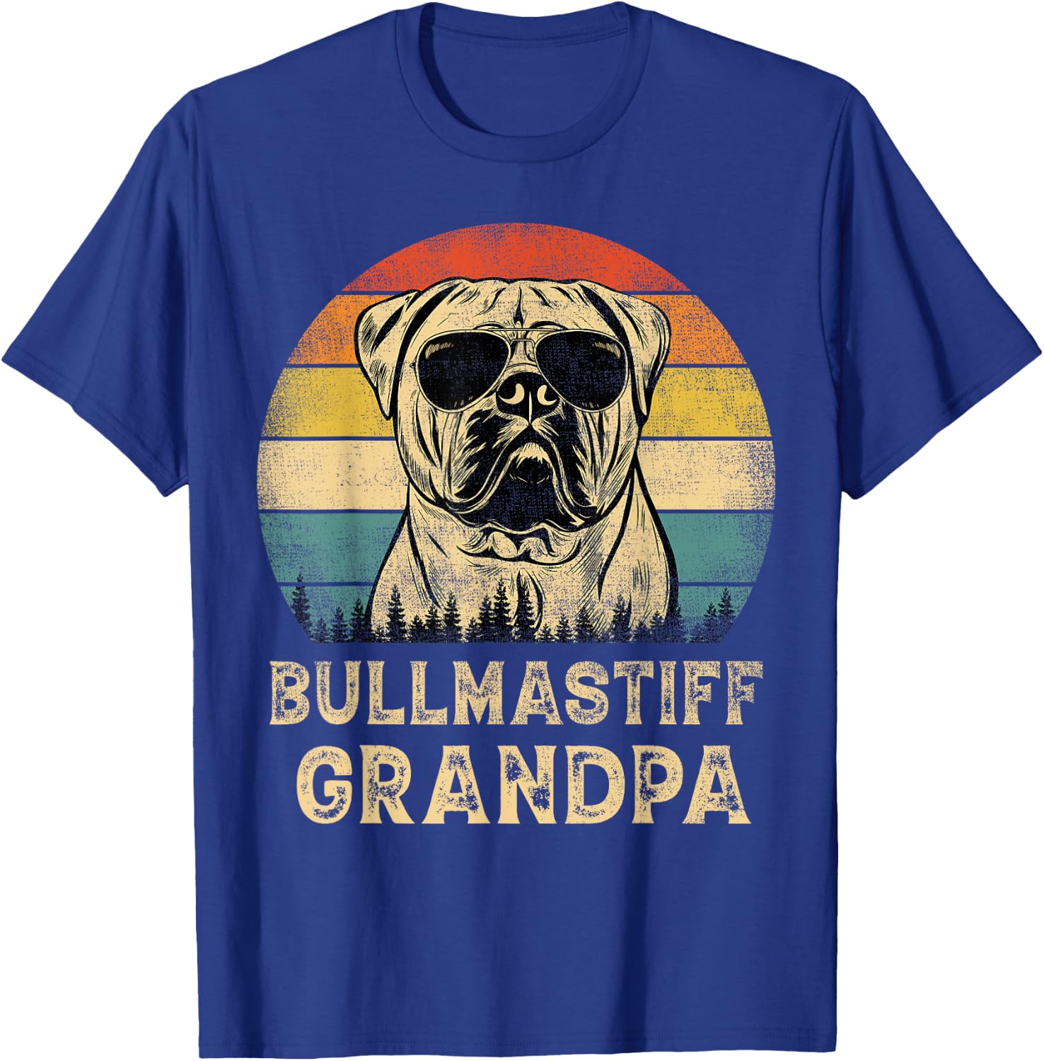 Vintage Bullmastiff Grandpa Dog Lovers Father's Day Men Women T-Shirt - T-Shirt | Royal