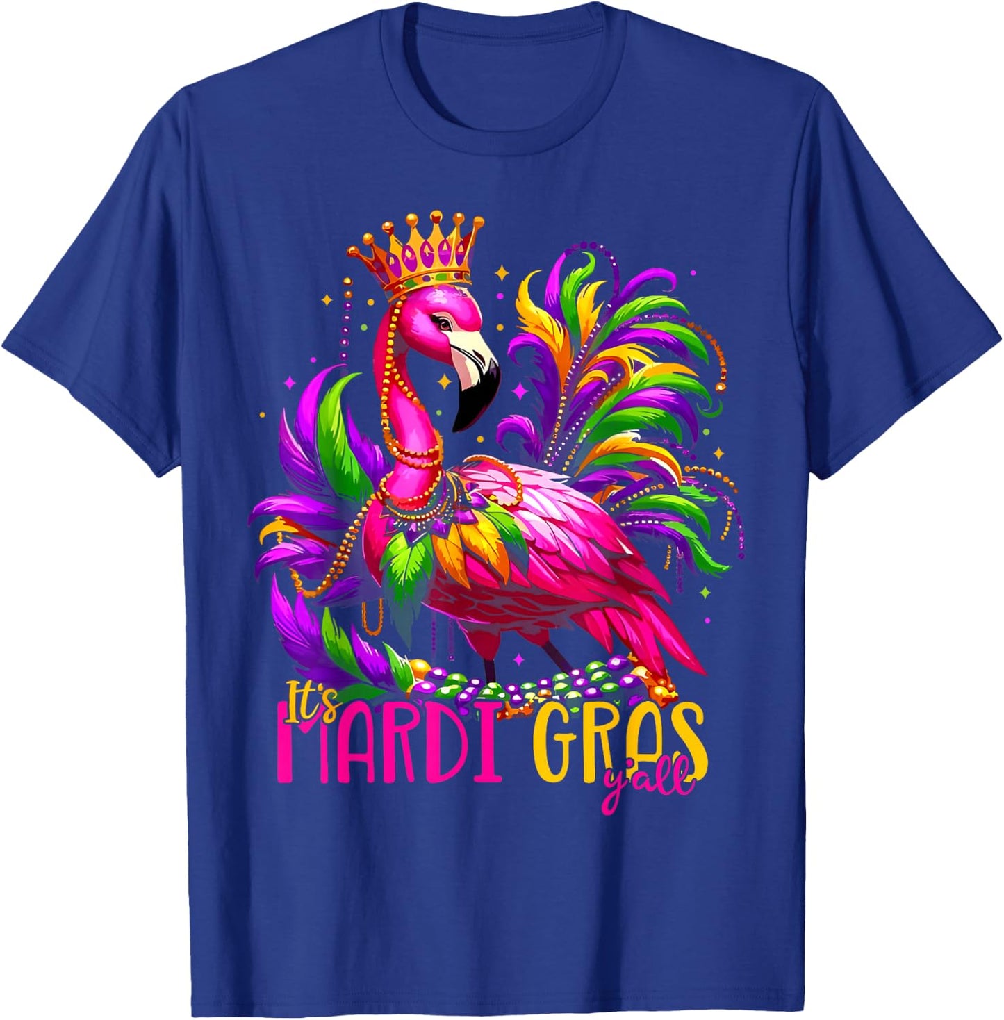 Funny Carnival Party Gift Flamingo Mardi Gras T-Shirt - T-Shirt | Royal