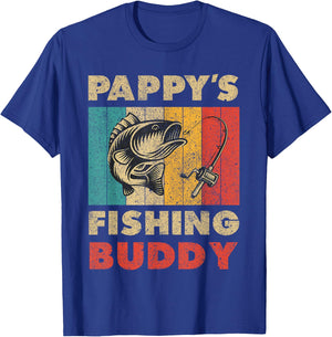 Funny Fishing Pappy's Fishing Buddy Vintage Fishing T-Shirt - T-Shirt | Royal