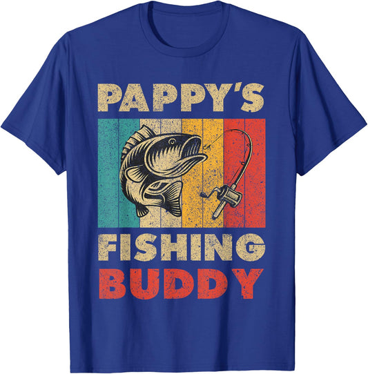Funny Fishing Pappy's Fishing Buddy Vintage Fishing T-Shirt - T-Shirt | Royal