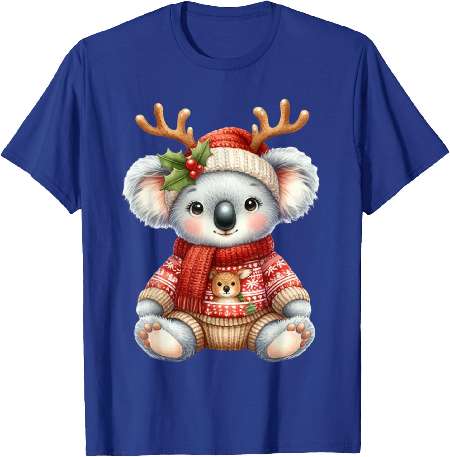 Koala Reindeer Hat Santa Christmas Funny Koala Xmas T-Shirt - T-Shirt | Royal