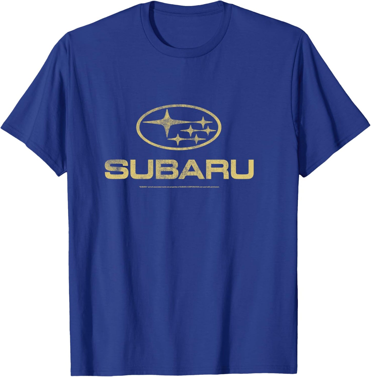 Subaru Distressed Star Logo in Yellow Car Company Manche Longue T-Shirt - T-Shirt | Royal