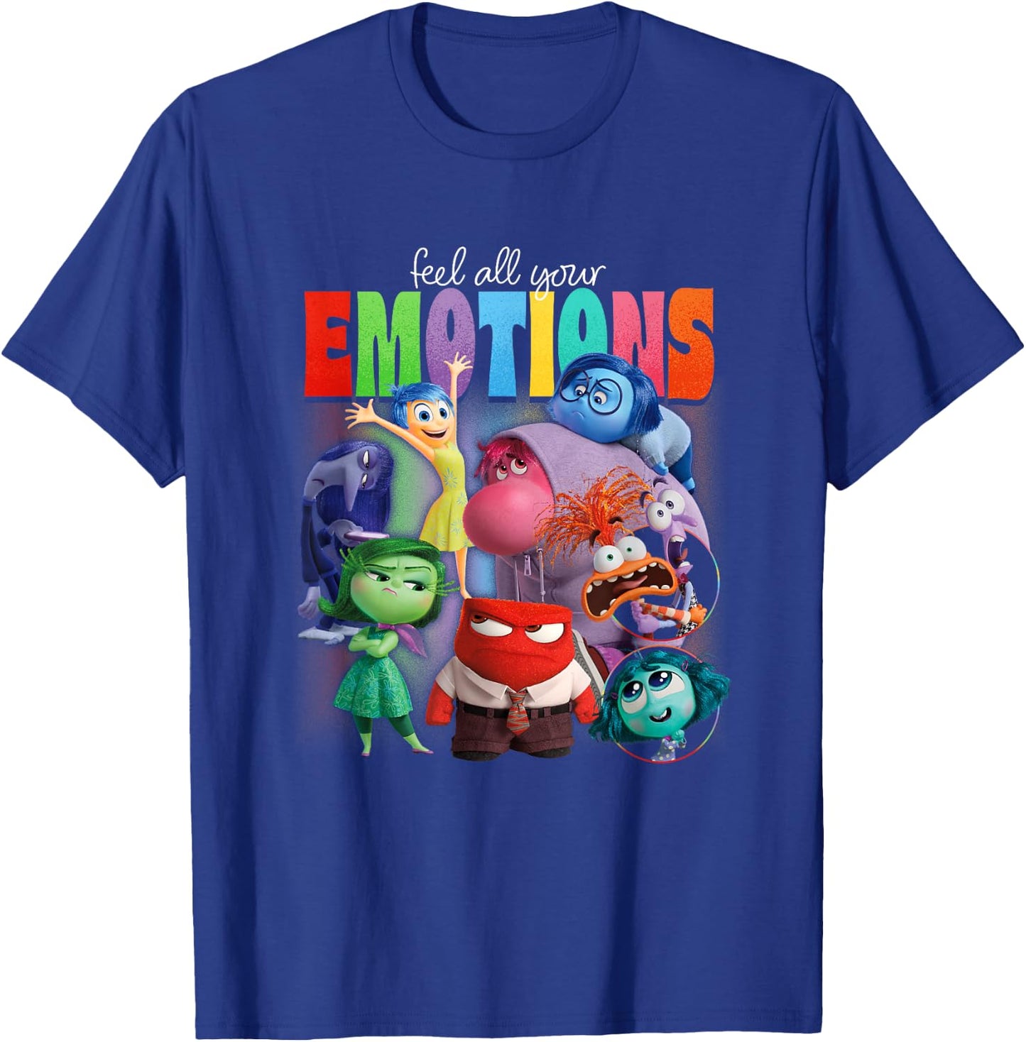 Disney Pixar Inside Out 2 Feel All Your Emotions Vintage , Black, S T-Shirt - T-Shirt | Royal