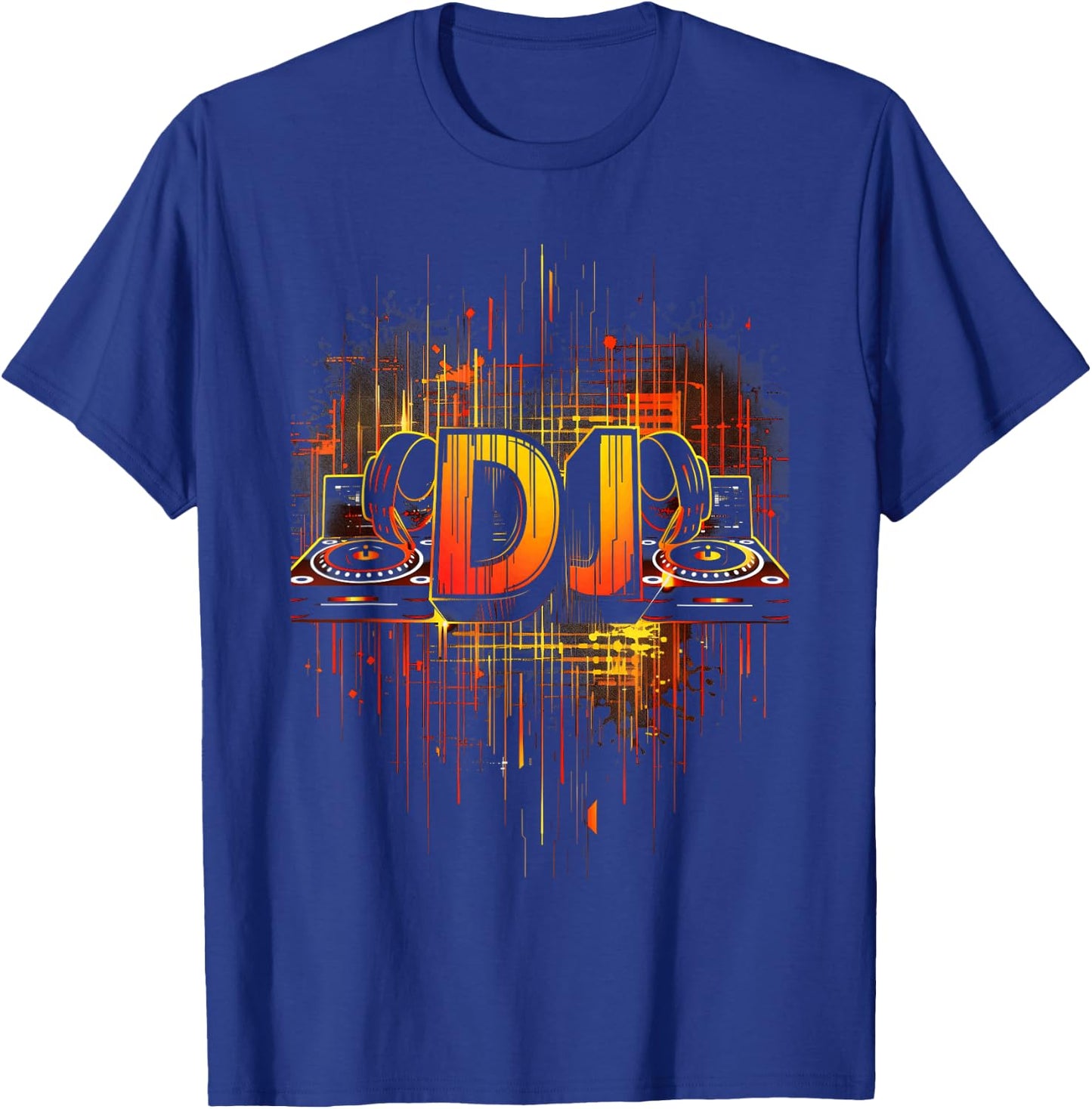 DJ a designer artist with headphones and turntables , Black, S T-Shirt - T-Shirt | Royal