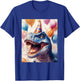 Carnotaurus Dino Retro Art Birthday Balloons Party Hat T-Shirt - T-Shirt | Royal