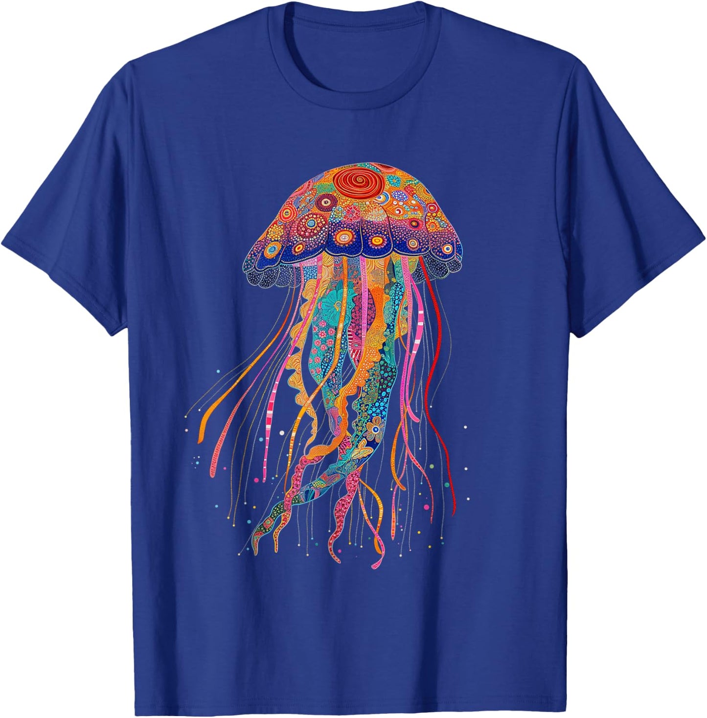 Jellyfish Colourful Floral Pattern Diver Ocean T-Shirt - T-Shirt | Royal