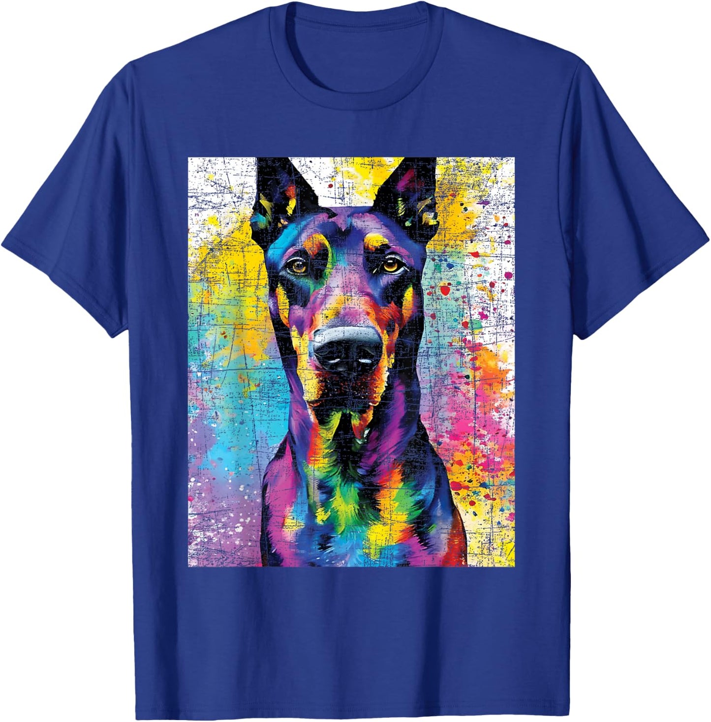 Colorful Doberman Art - Dog Owner Canine Lover Pet Trainer T-Shirt - T-Shirt | Royal