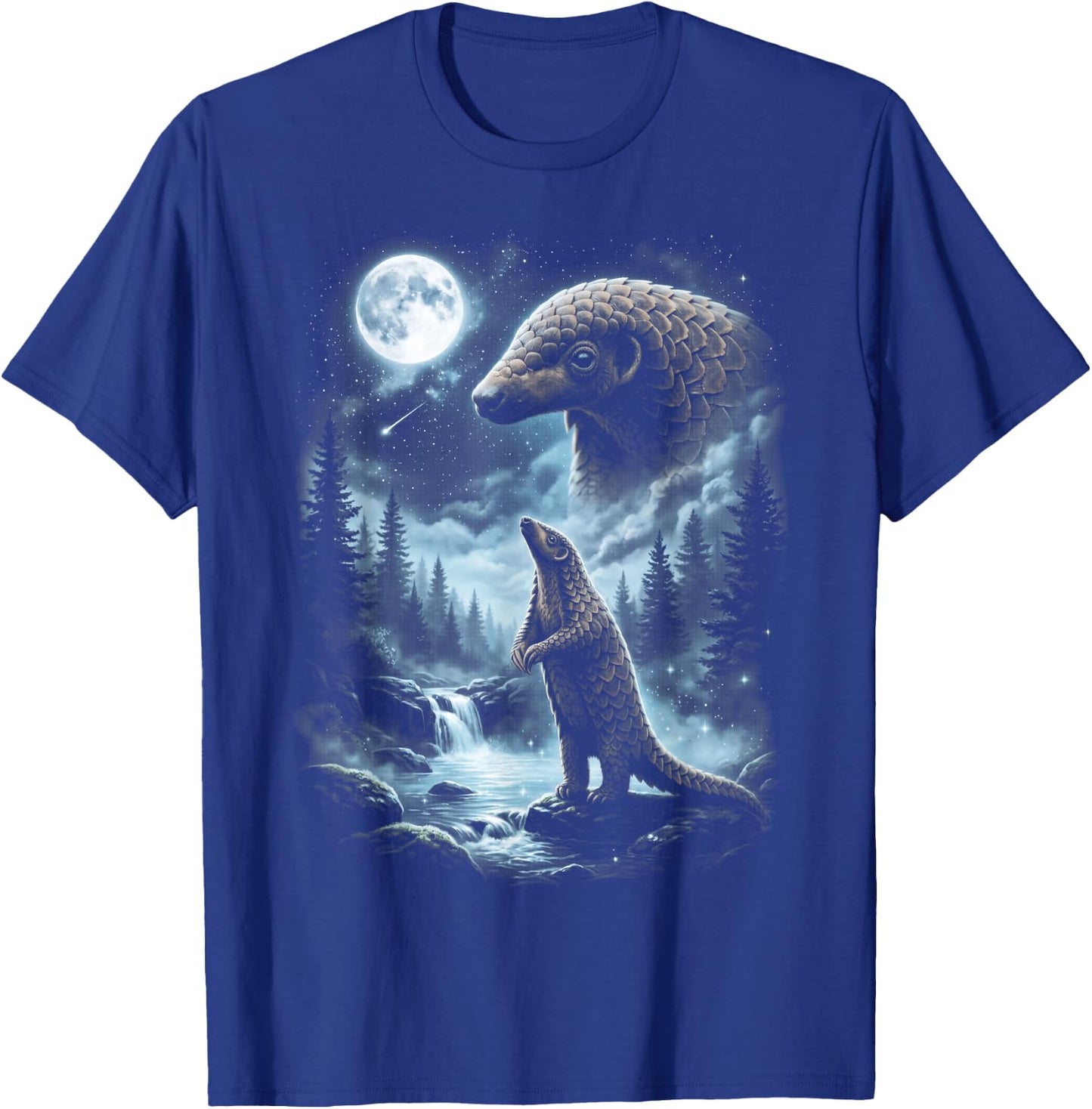 Pangolin Howling at Moon 90's Retro T-Shirt - T-Shirt | Royal