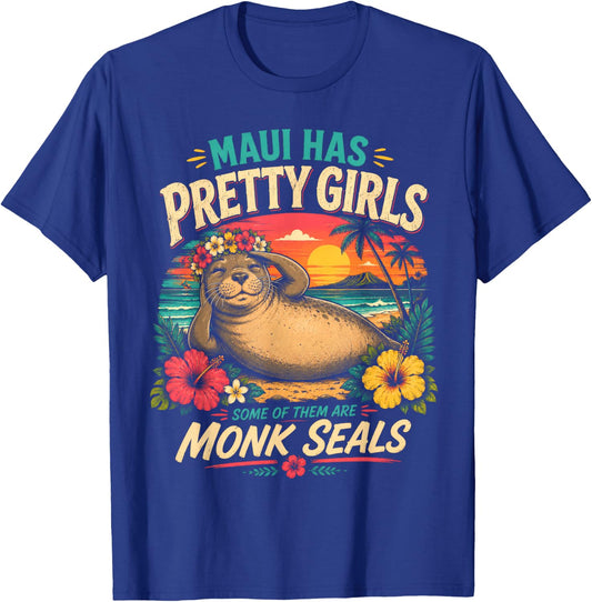 Lani Monk Seal Maui Has Pretty Girls Flower Crown Hawaii T-Shirt - T-Shirt | Royal