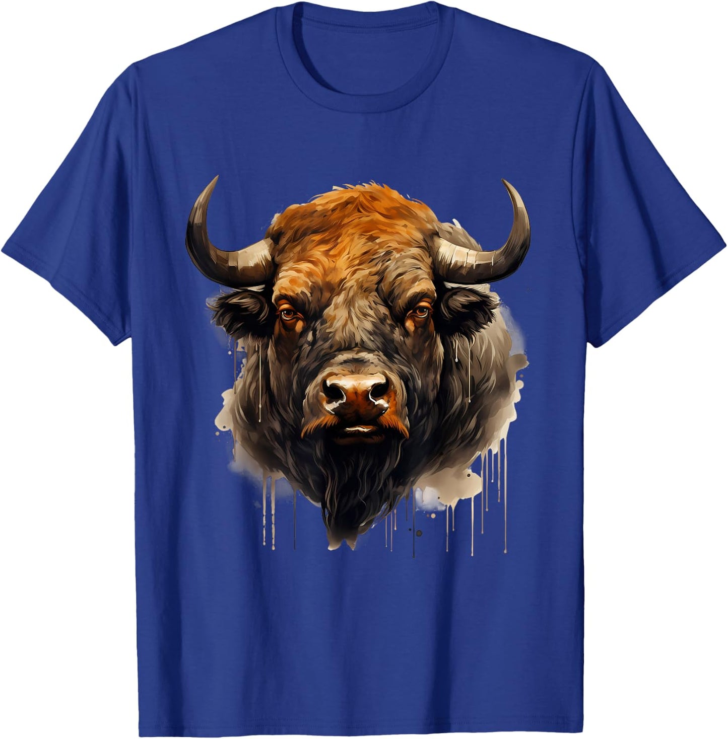 Buffalo Animal Print Motif Portrait Bison Nature Artwork T-Shirt - T-Shirt | Royal