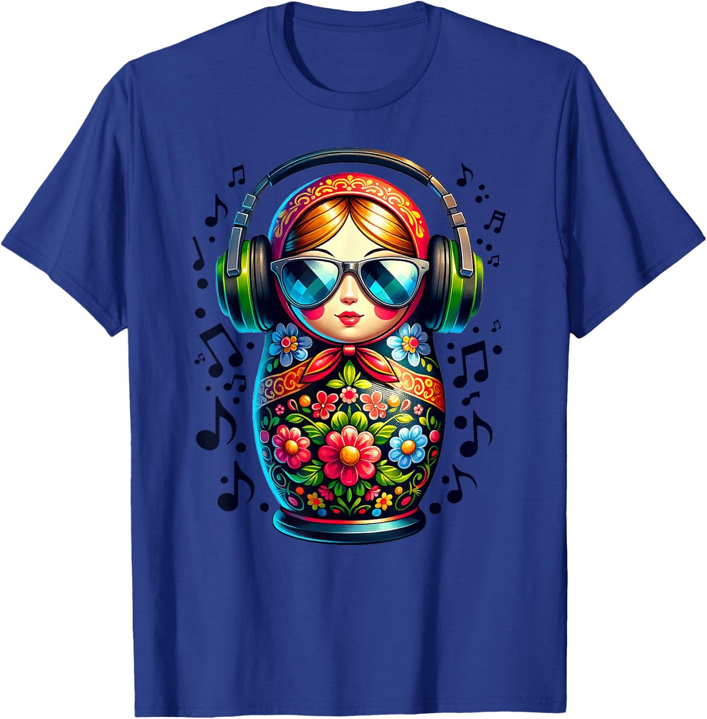 Russian Matryoshka Music Russia Russian Matryoshka , blue T-Shirt - T-Shirt | Royal