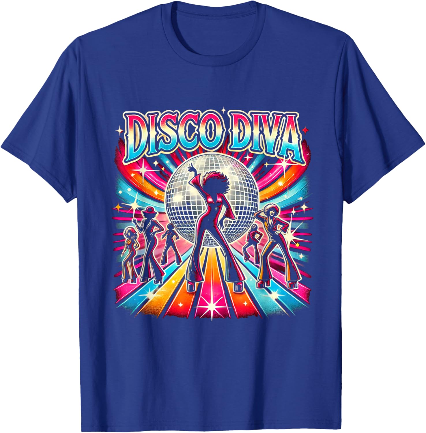Ball Disco Diva Queen, 70s Retro Vintage Dancing , Black, S T-Shirt - T-Shirt | Royal