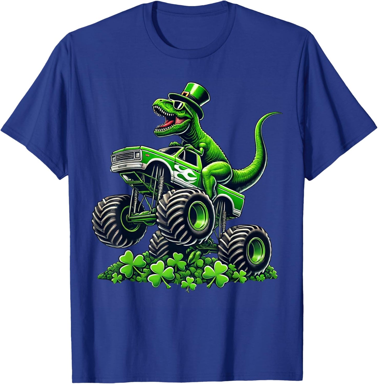 Boys Monster Truck T-rex Leprechaun St Patricks Day Boys Kid T-Shirt - T-Shirt | Royal