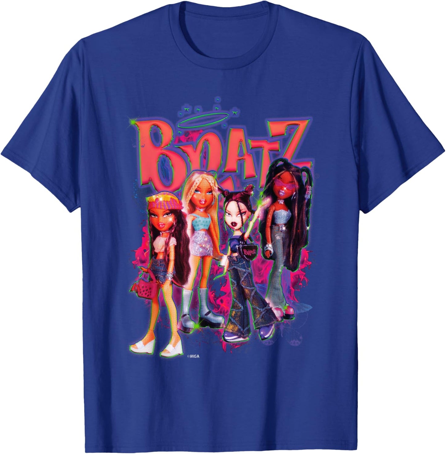 Bratz Girls On Neon Pink Fire , Black, S T-Shirt - T-Shirt | Royal