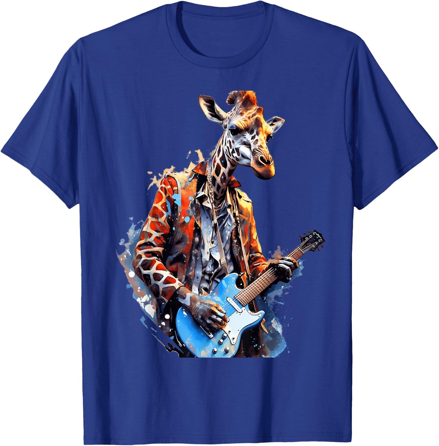 Rock Guitar Giraffe Guitarist T-Shirt - T-Shirt | Royal
