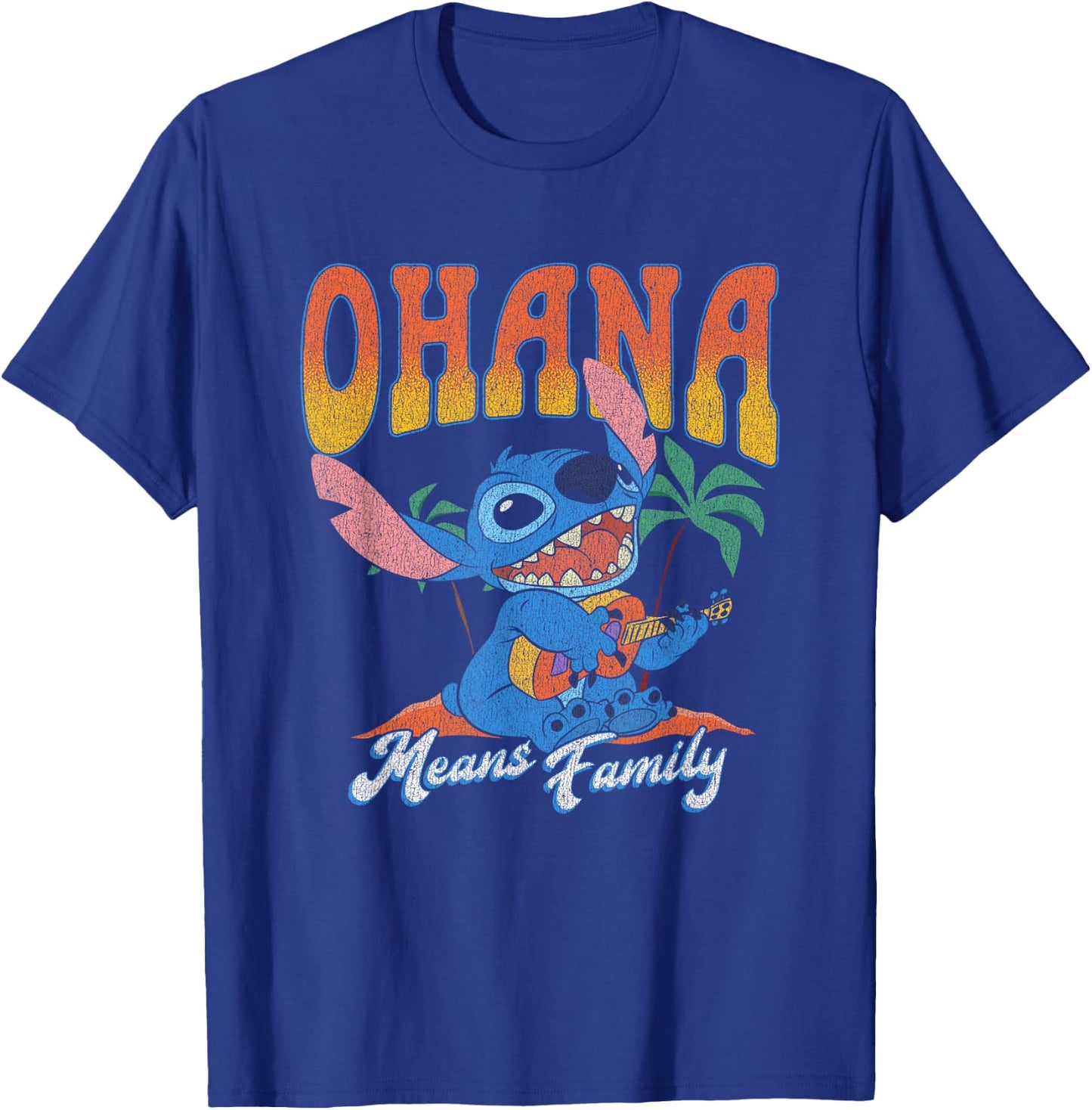 Disney Lilo & Stitch Ohana Means Family Vintage Tropical T-Shirt - T-Shirt | Royal
