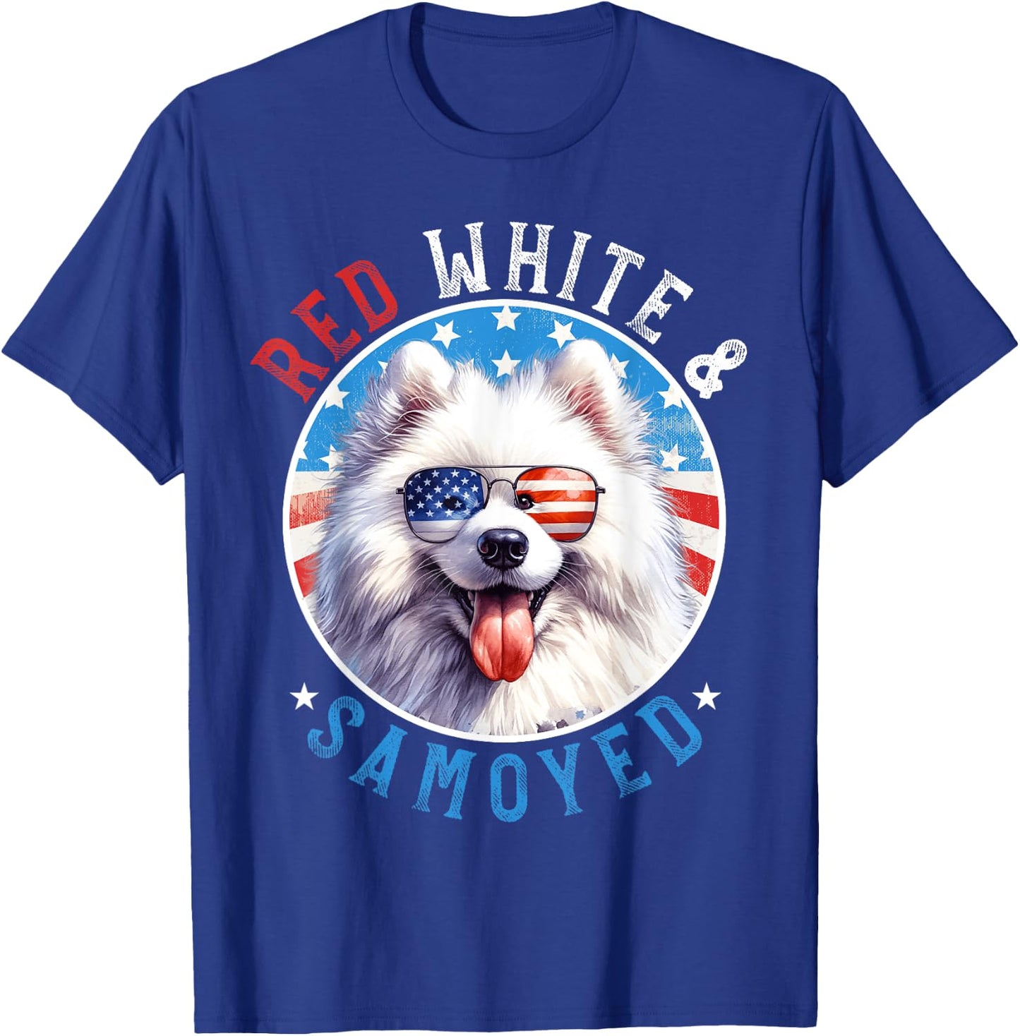Samoyed Dog 4th of July Red White and Sammy Lovers Kids Men T-Shirt - T-Shirt | Royal