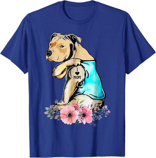 Pit Bull - I Love Mom Tattoo Mother's day T-Shirt - T-Shirt | Royal
