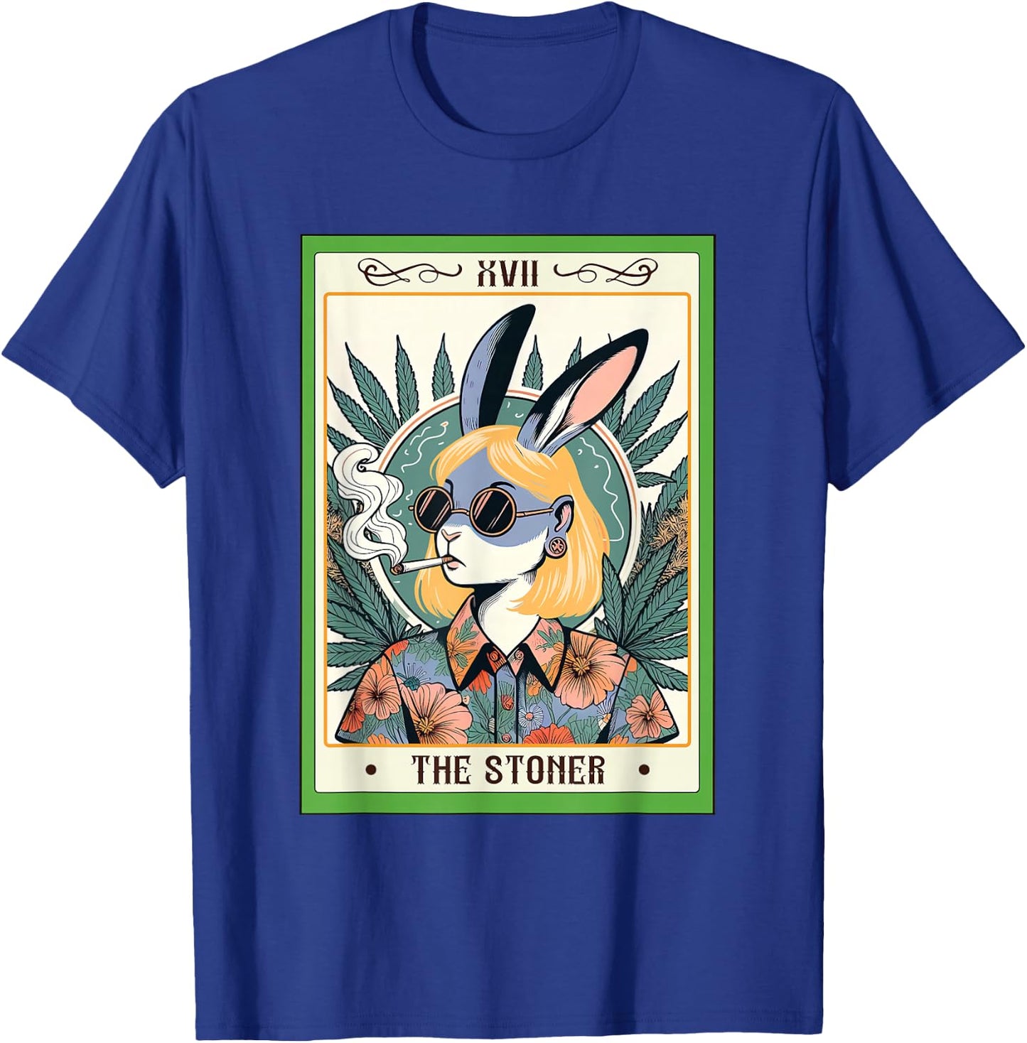 Funny Bunny Cannabis Weed Lover 420 The Stoner Tarot Card T-Shirt - T-Shirt | Royal