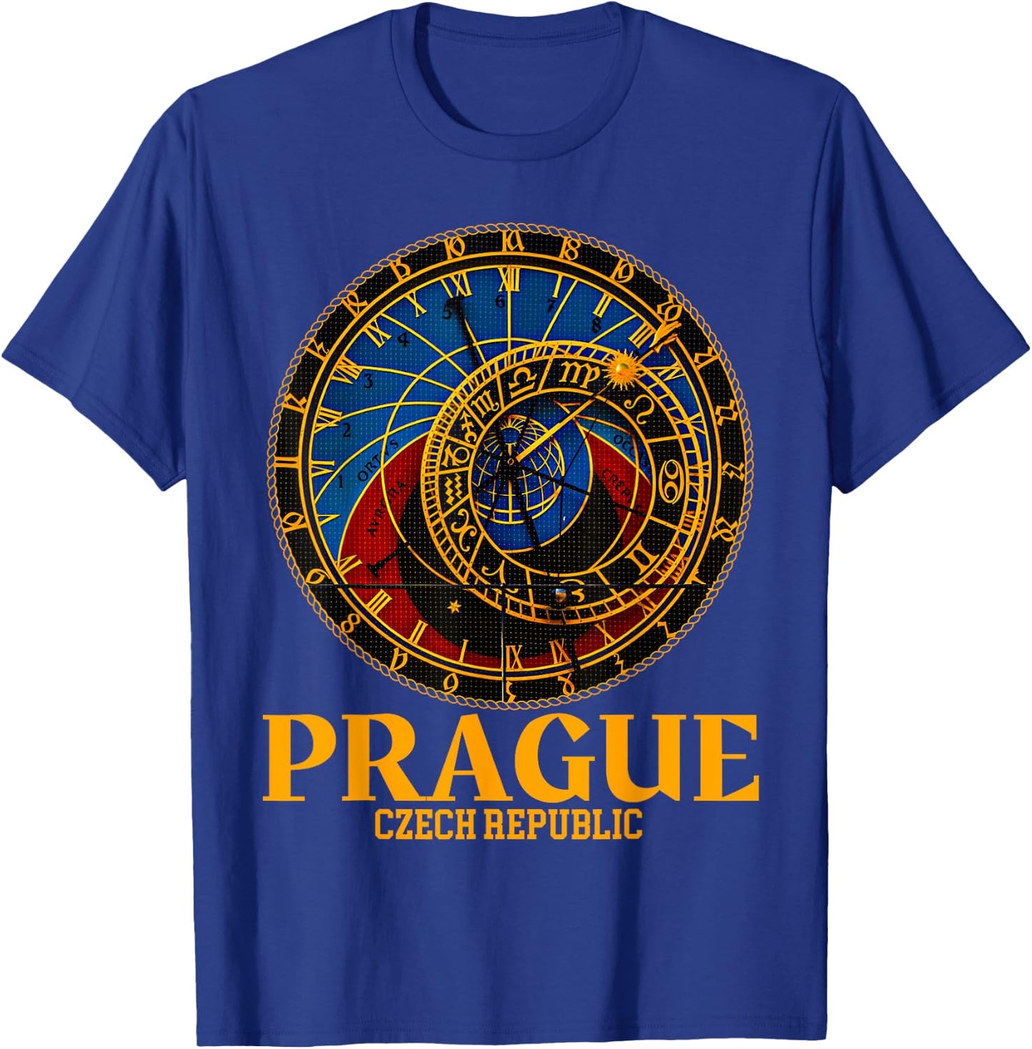Prague Czech Republic Souvenir Astronomical Clock Prague T-Shirt - T-Shirt | Royal