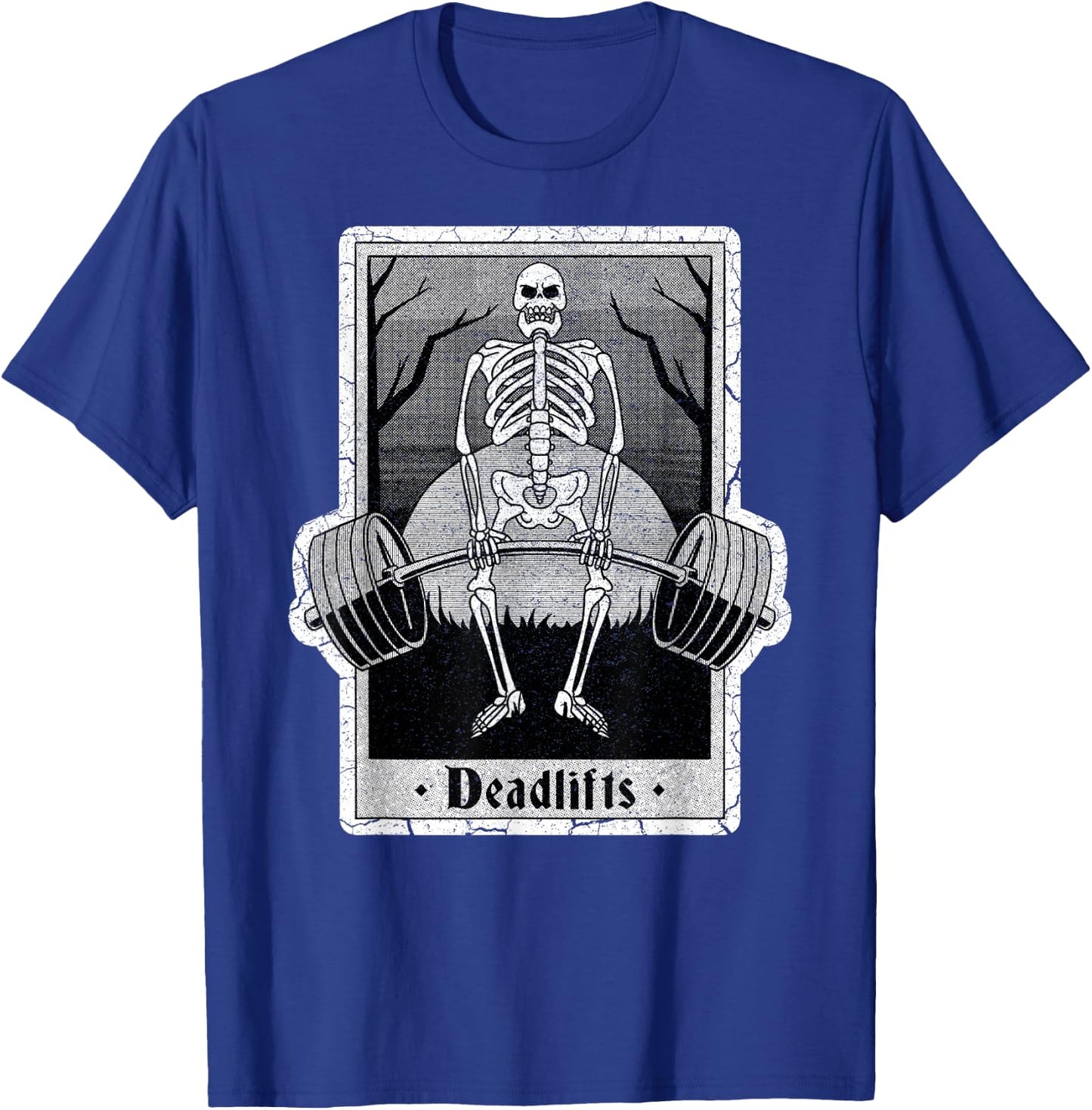 Deadlifts Skeleton Tarot Card – Funny Weightlifting T-Shirt - T-Shirt | Royal
