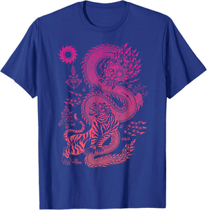 Thai Tiger Dragon Traditional Thailand Art MMA Muay Thai T-Shirt - T-Shirt | Royal
