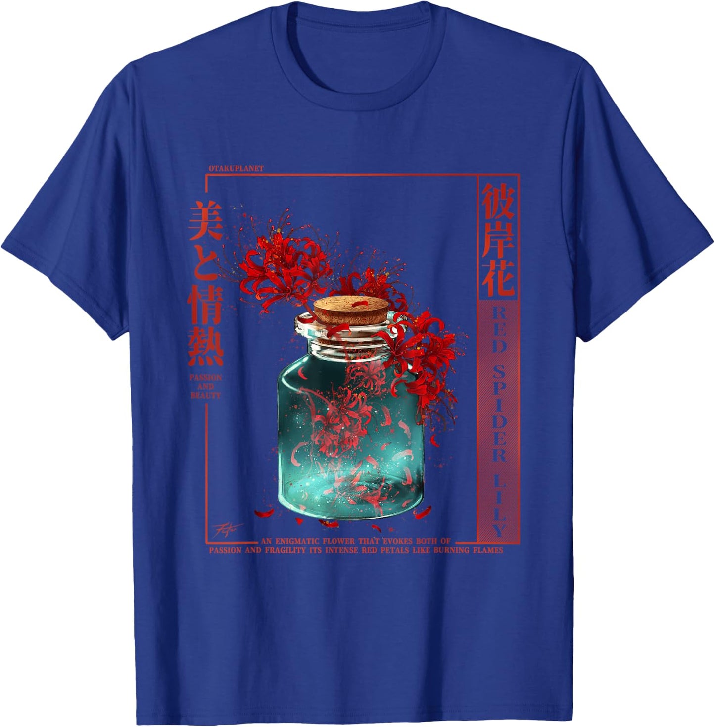 Spider Lily in Japanese Anime Red Spider Lily Aesthetic T-Shirt - T-Shirt | Royal