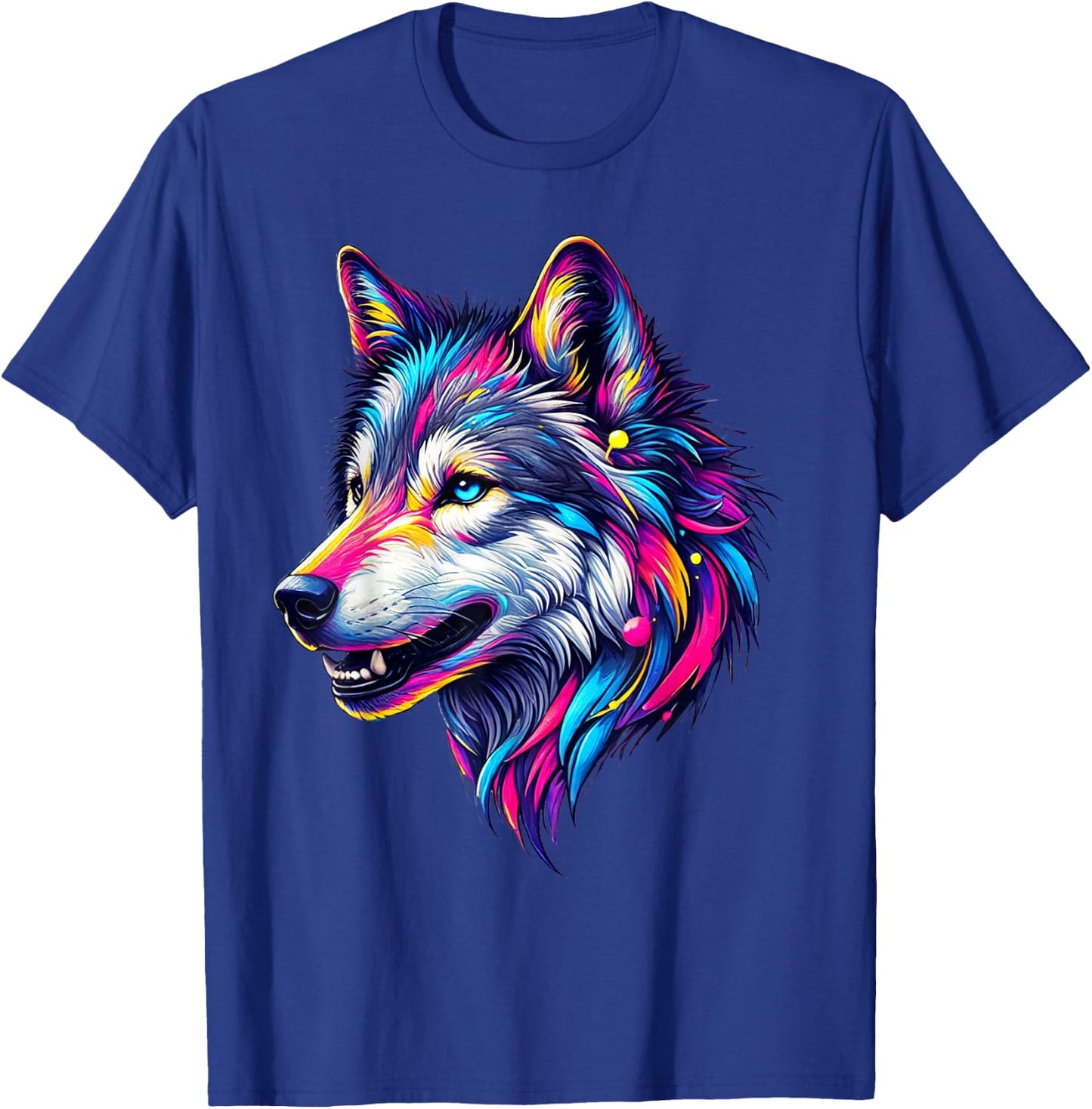 Wolfskopf Cool Wolf Motif with Wolf Head Colourful Wolves Wolf T-Shirt - T-Shirt | Royal