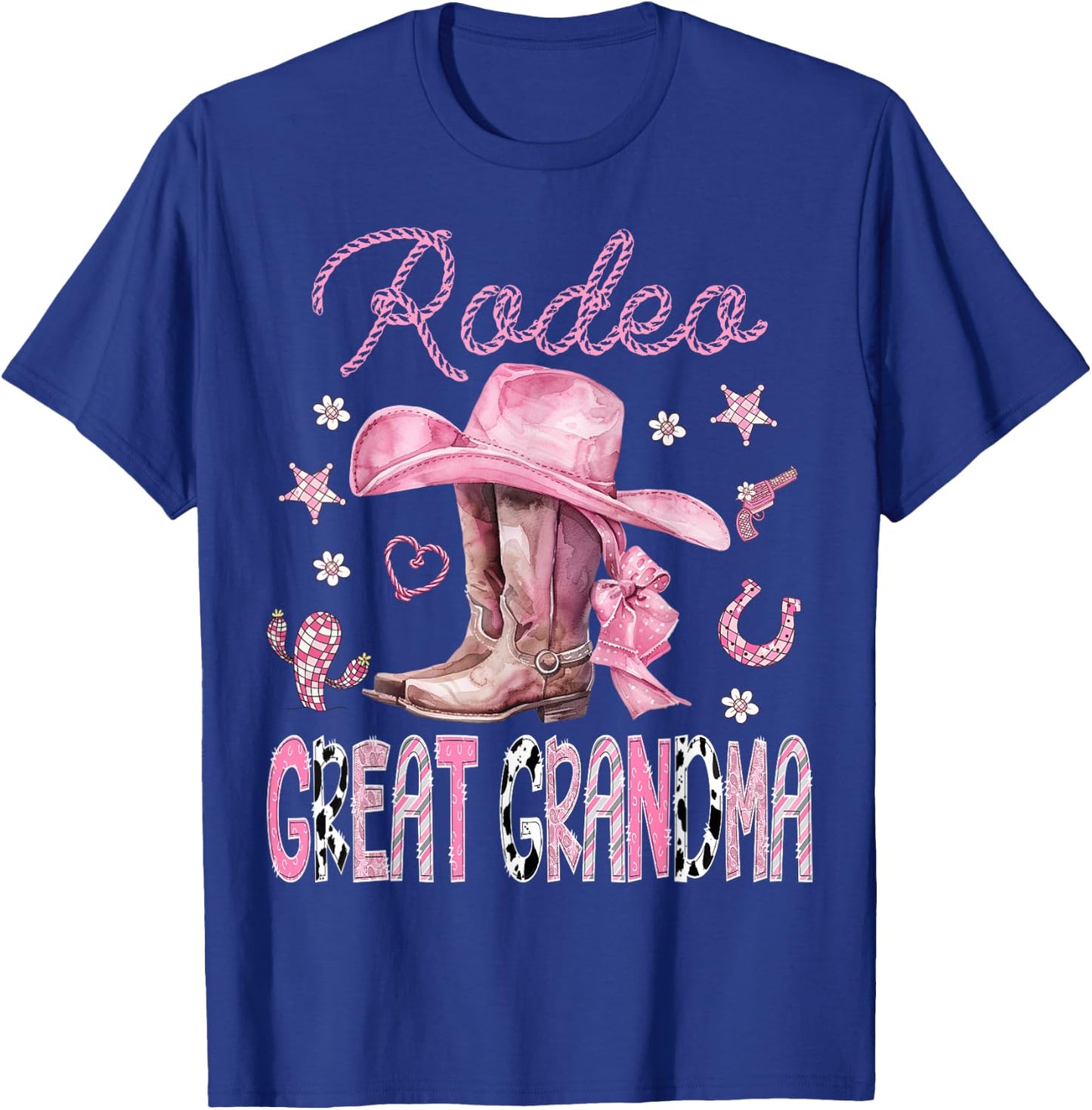 Rodeo Great Grandma Pink Boots Coquette CowGirl 1St Birthday T-Shirt - T-Shirt | Royal