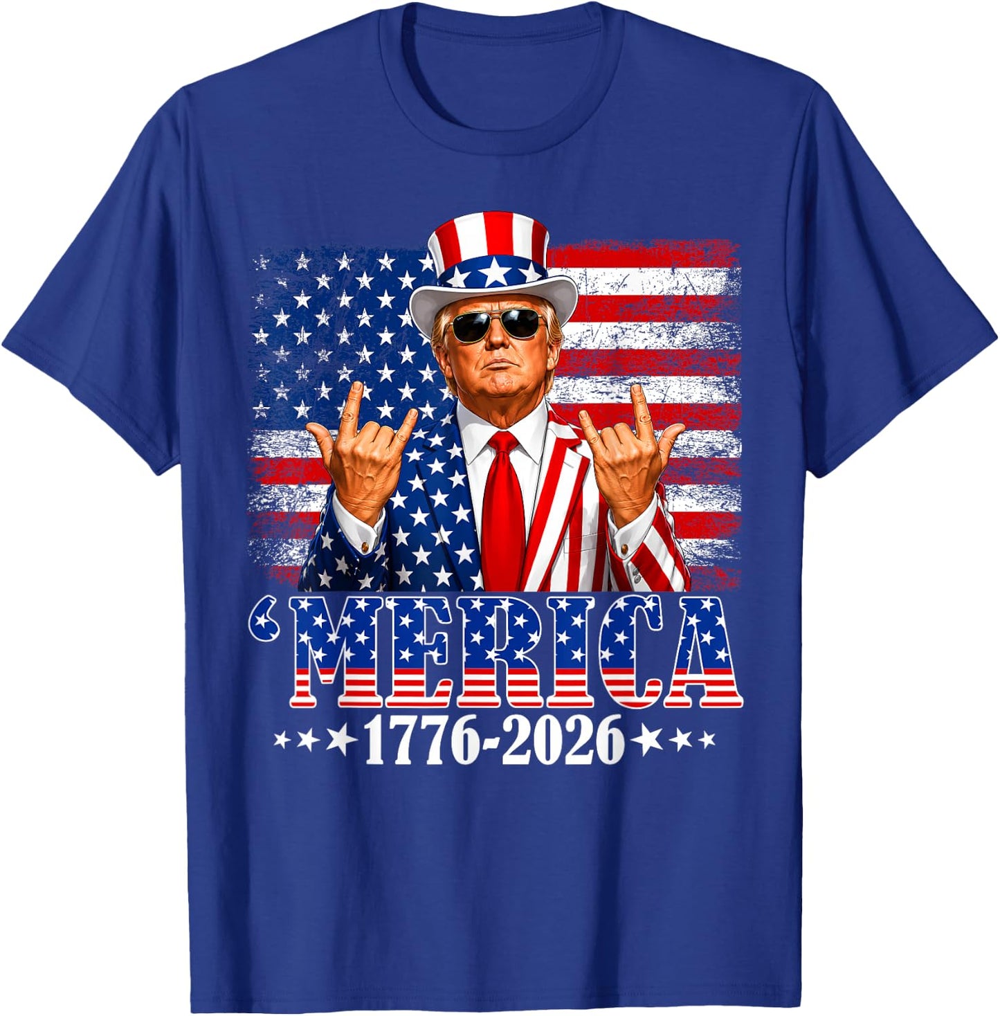 Merica 250 American Years 1776 2026 Trump 250th Anniversary T-Shirt - T-Shirt | Royal