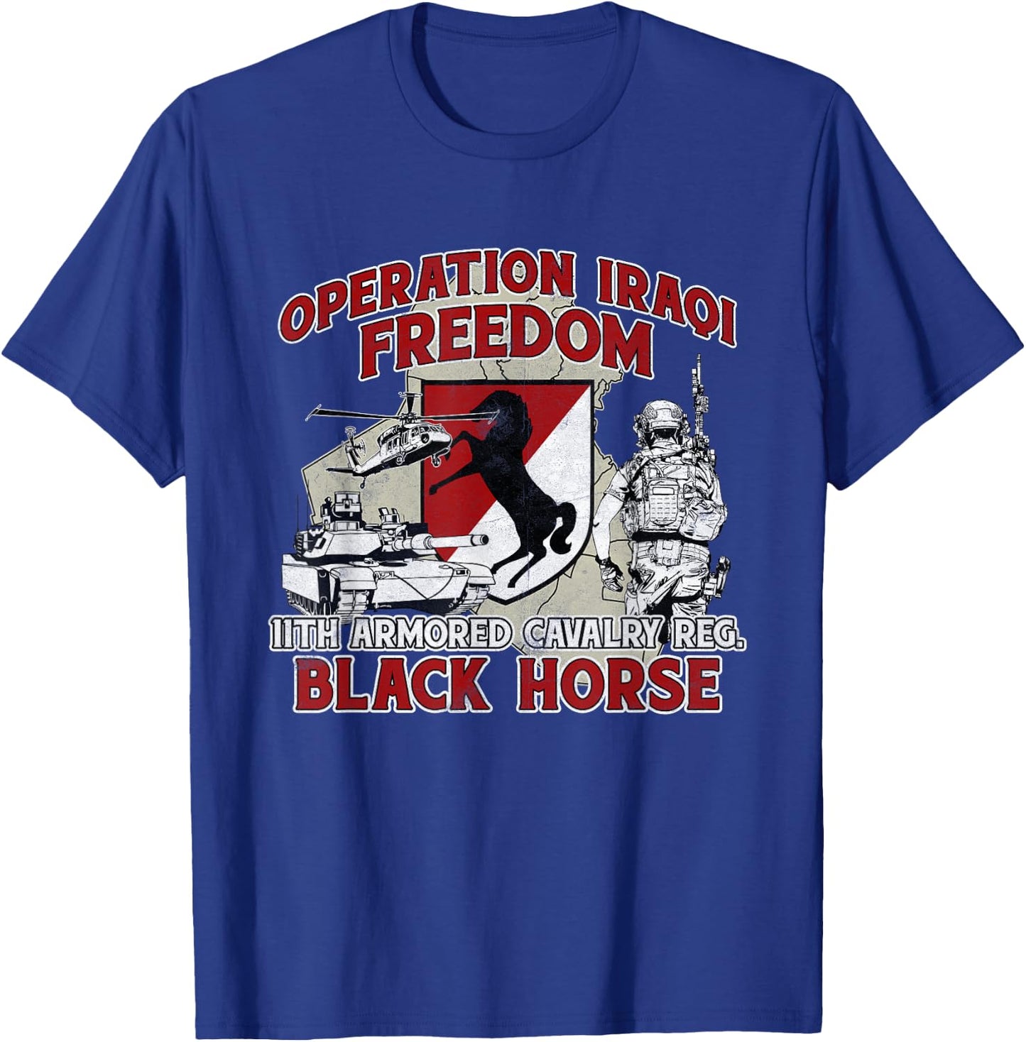 11th Armored Cavalry Regiment Operation Iraqi Freedom OIF T-Shirt - T-Shirt | Royal