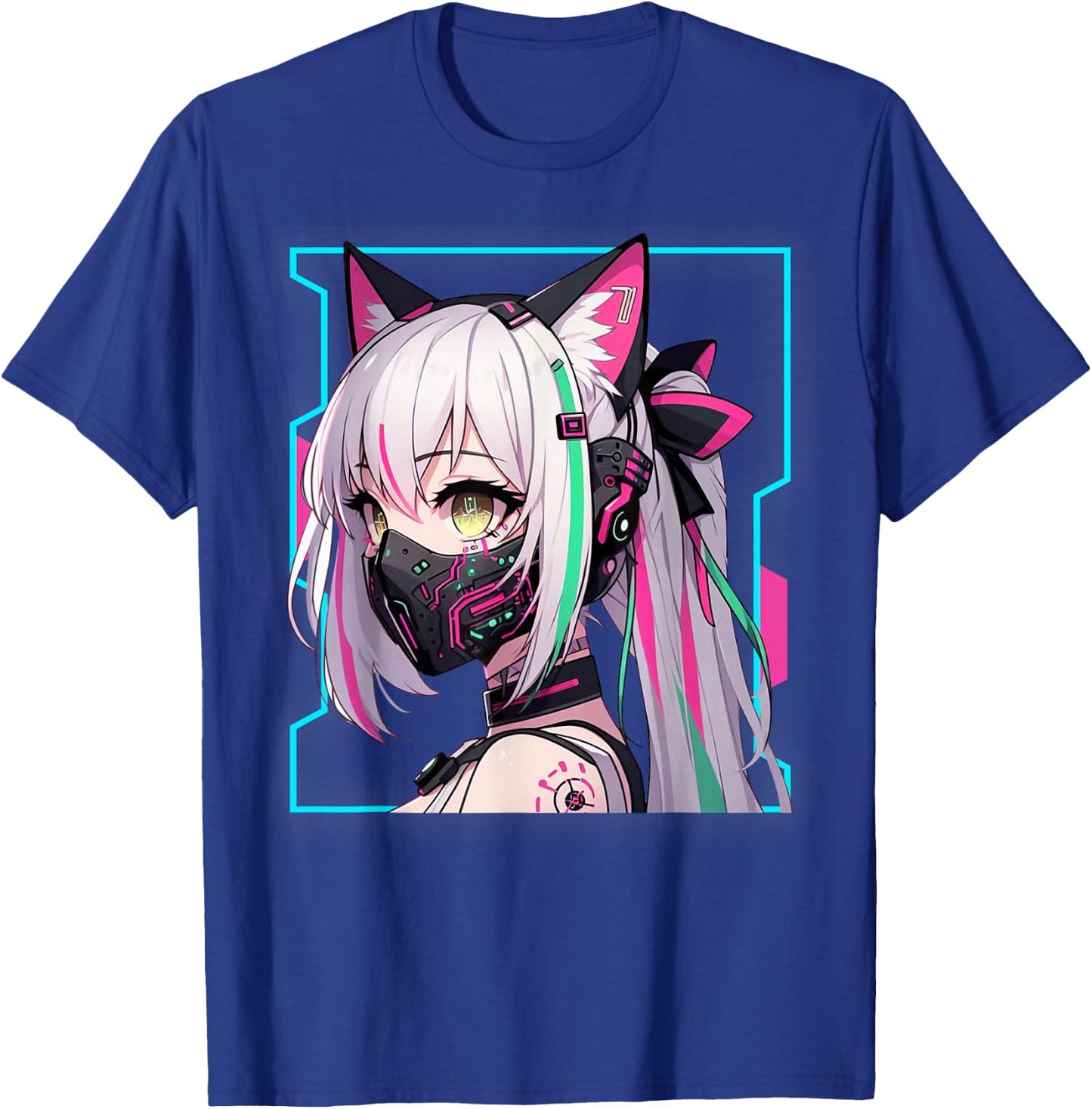 Kawaii Japanese Manga Anime Aesthetic Cyberpunk Techwear , Black, S T-Shirt - T-Shirt | Royal