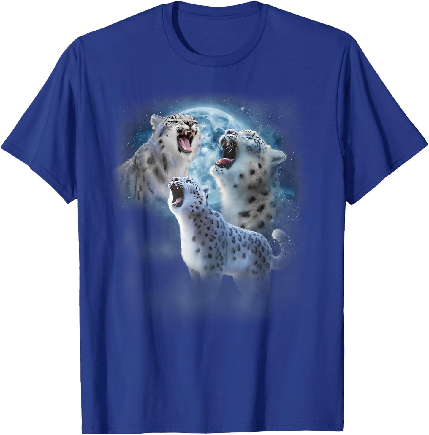 Snow Leopard Shirt - Funny Snow Leopards Howling at the Moon T-Shirt - T-Shirt | Royal