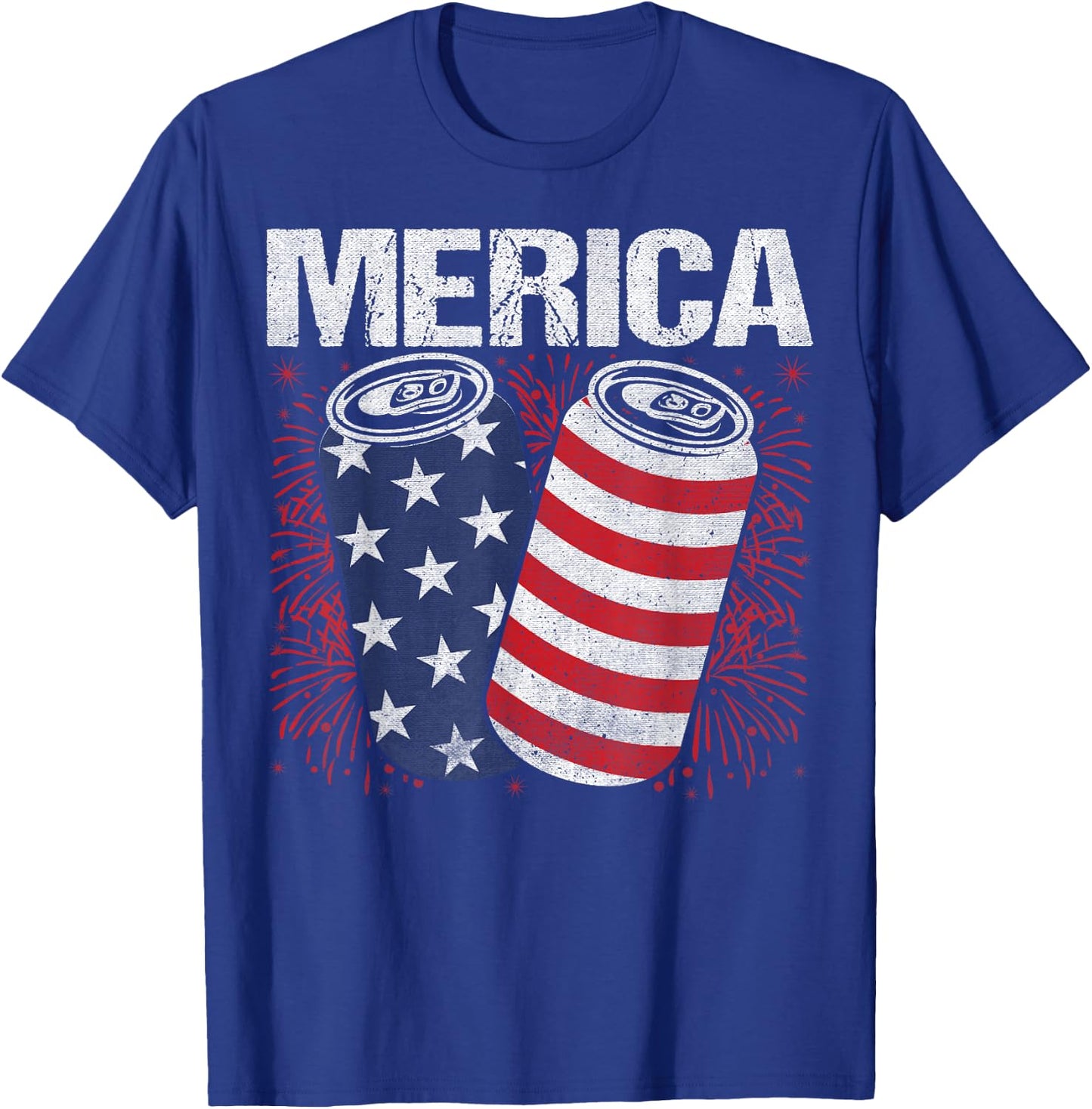 Beer American Flag 4th Of July Merica USA Men Women Drinking T-Shirt - T-Shirt | Royal