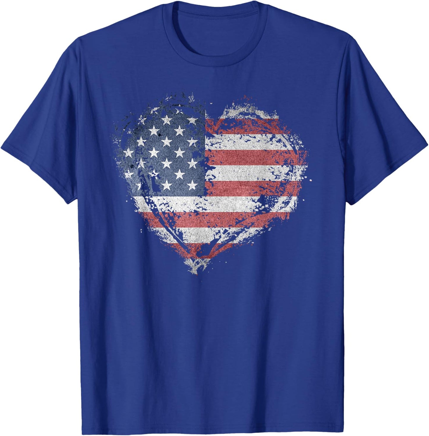 Vintage USA Heart Shape American Flag Stylish Design T-Shirt - T-Shirt | Royal