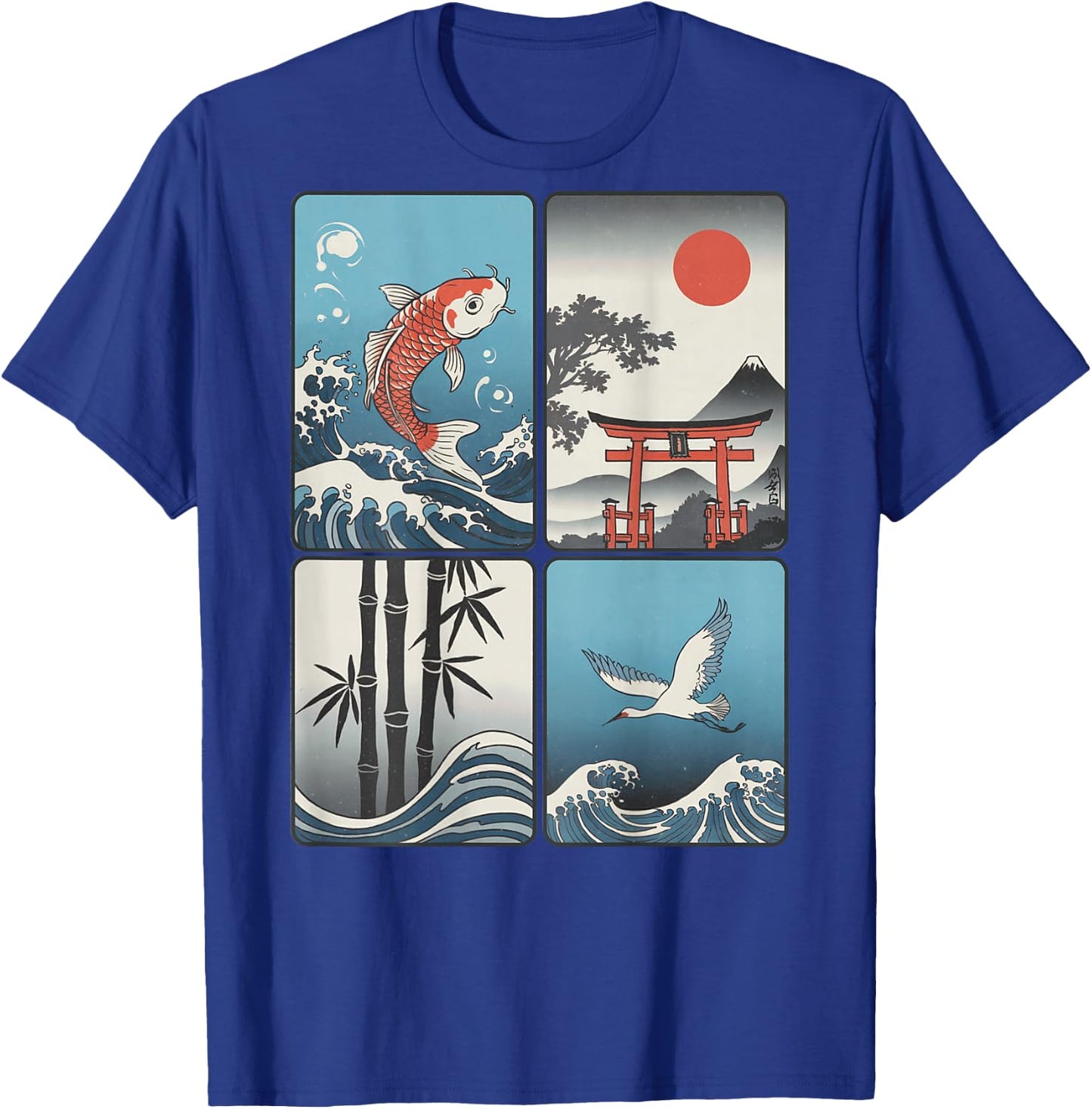 Japanischer Koi-Fisch, die große Welle vor Kanagawa Kanji (Rückseite) T-Shirt - T-Shirt | Royal