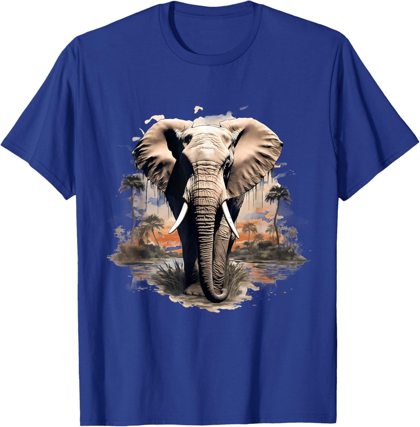 Elephant Nature Wildlife Safari Animal Art Savannah Artwork , black, S T-Shirt - T-Shirt | Royal