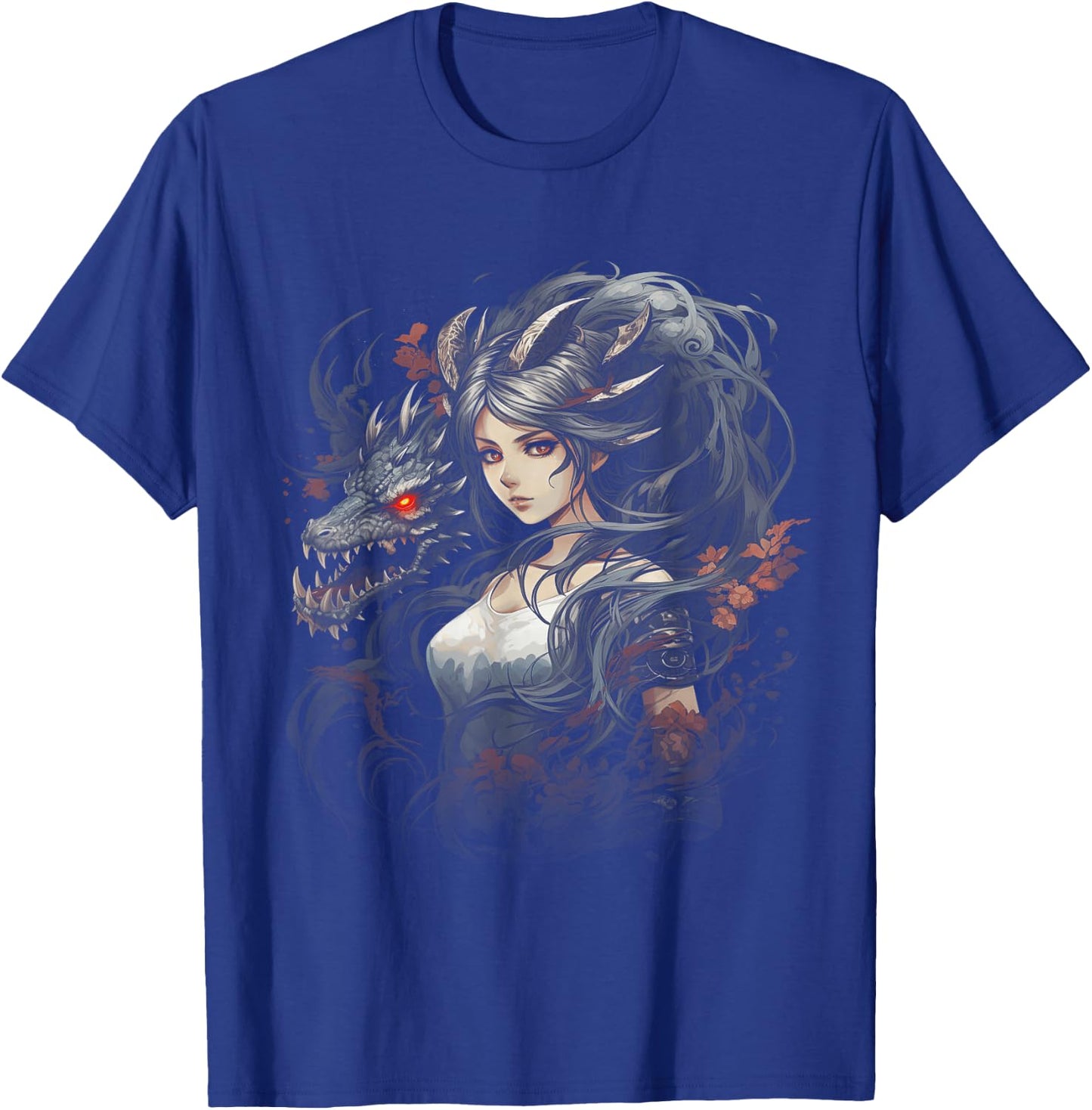 Beautiful women Manga Fantasy Dragons T-Shirt - T-Shirt | Royal