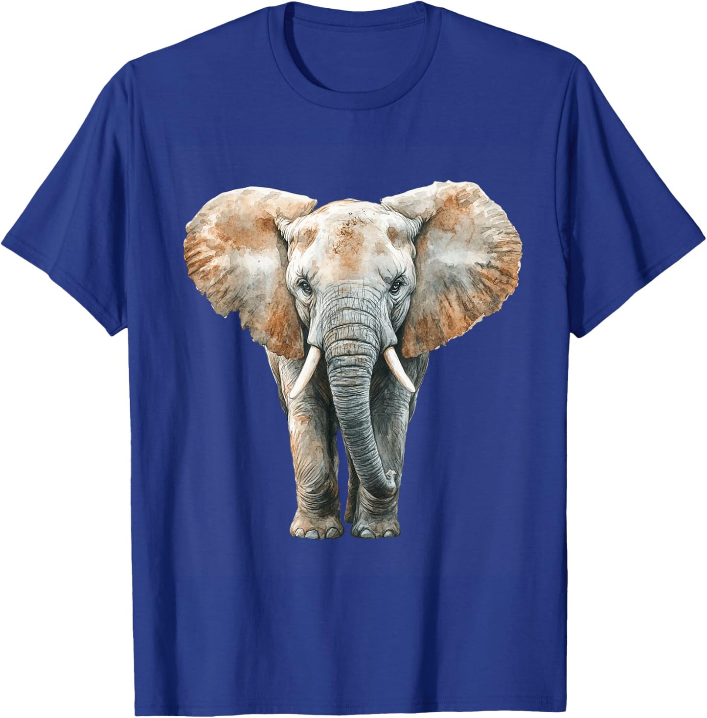Realistic Watercolor Elephant Wildlife Art T-Shirt - T-Shirt | Royal