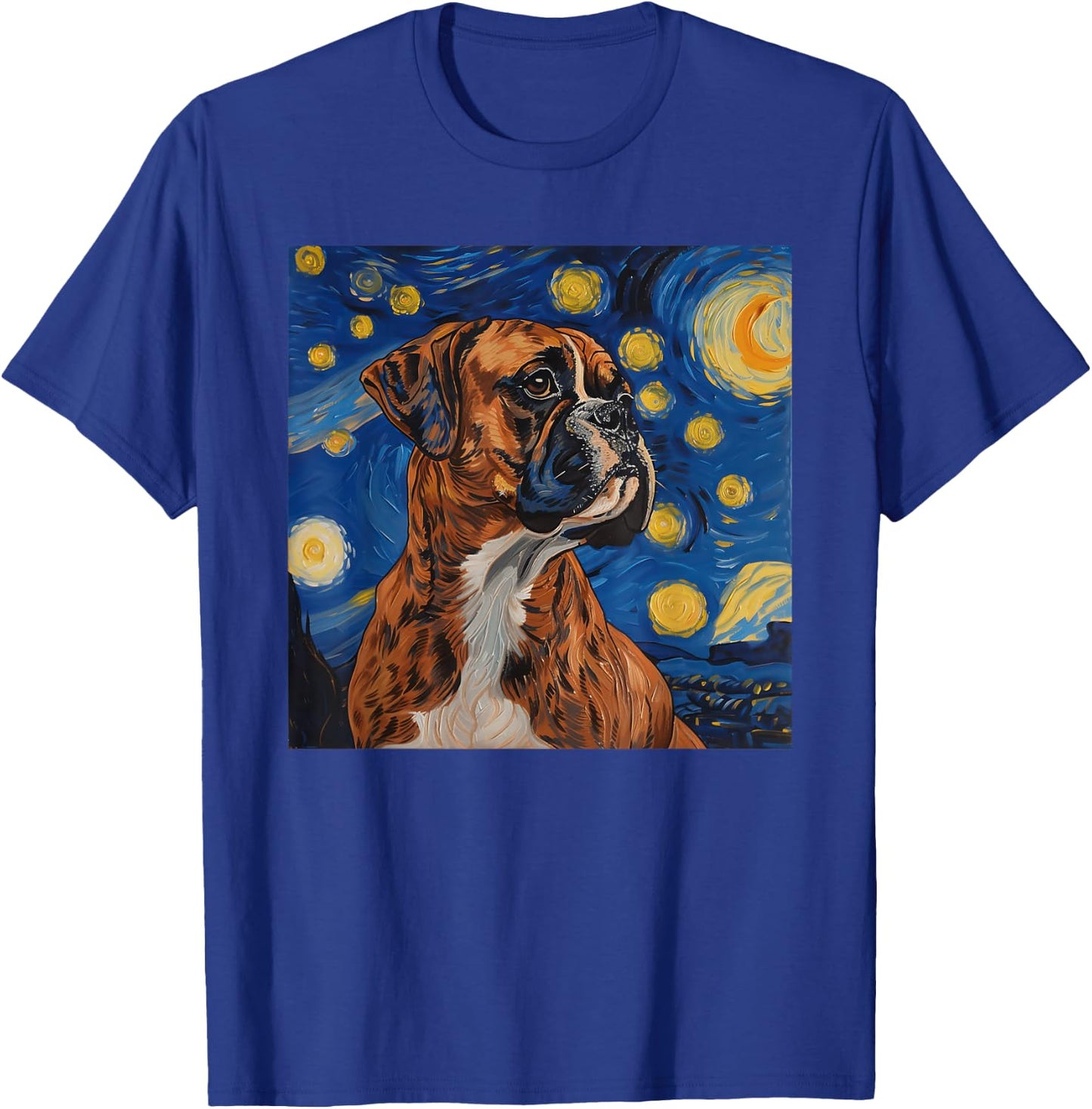 Boxer Dog Van Gogh Style Starry Night T-Shirt - T-Shirt | Royal