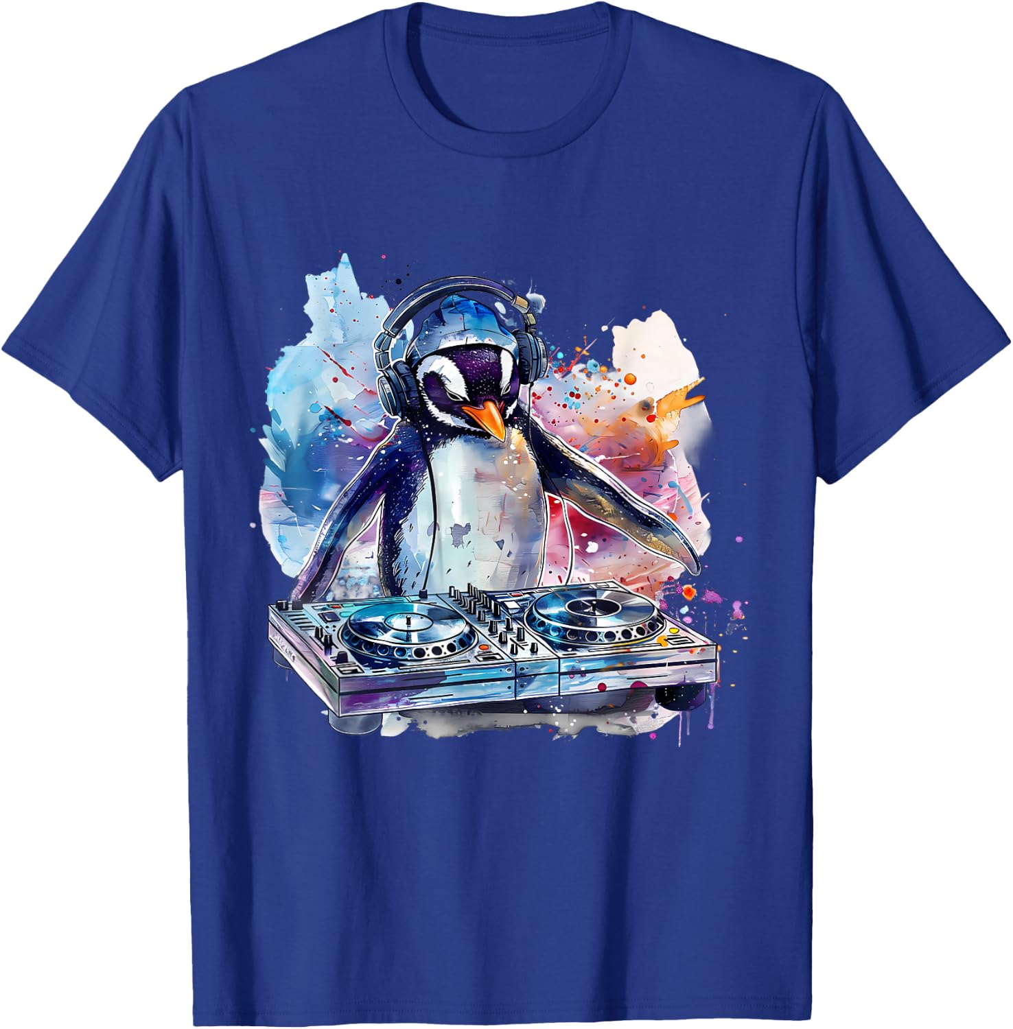 Penguin Music DJ Turntable DJ Penguin Techno House Music EDM T-Shirt - T-Shirt | Royal