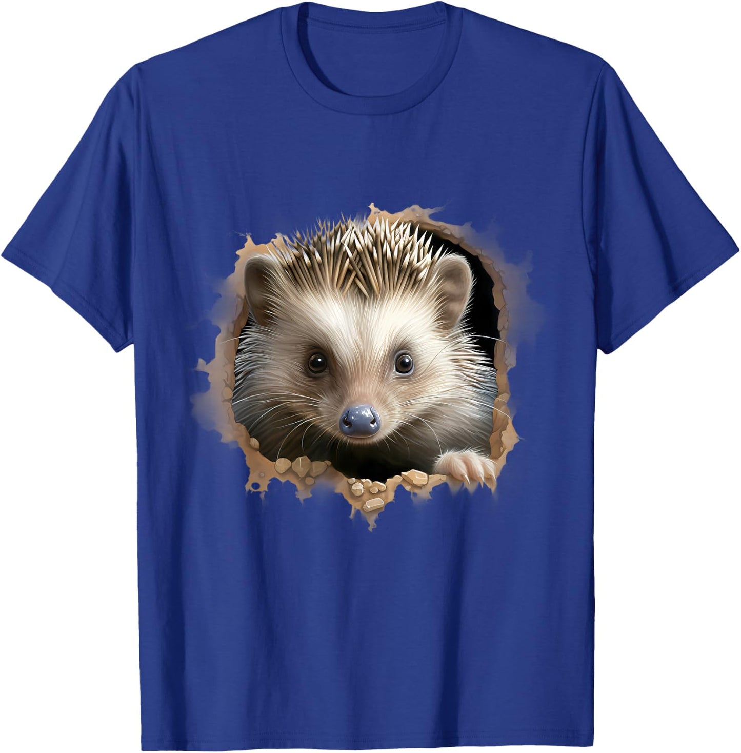 Hedgehog Portrait Animal Print Drawing Wildlife Nature , black T-Shirt - T-Shirt | Royal