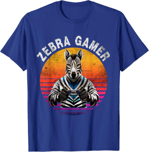 Zebra Gamer Graphic Design For Gamer Kids T-Shirt - T-Shirt | Royal