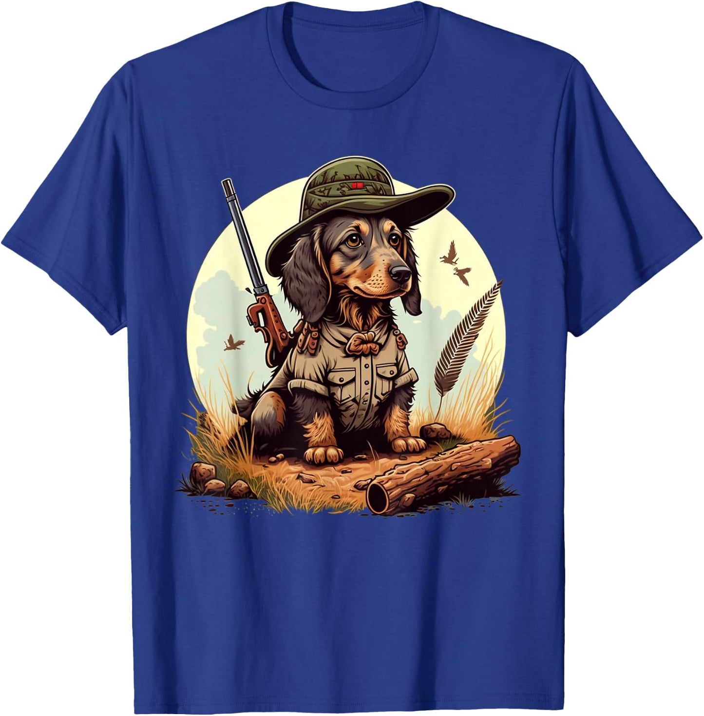 Dachshund Hunter on Dachshund Game Hunting , black T-Shirt - T-Shirt | Royal
