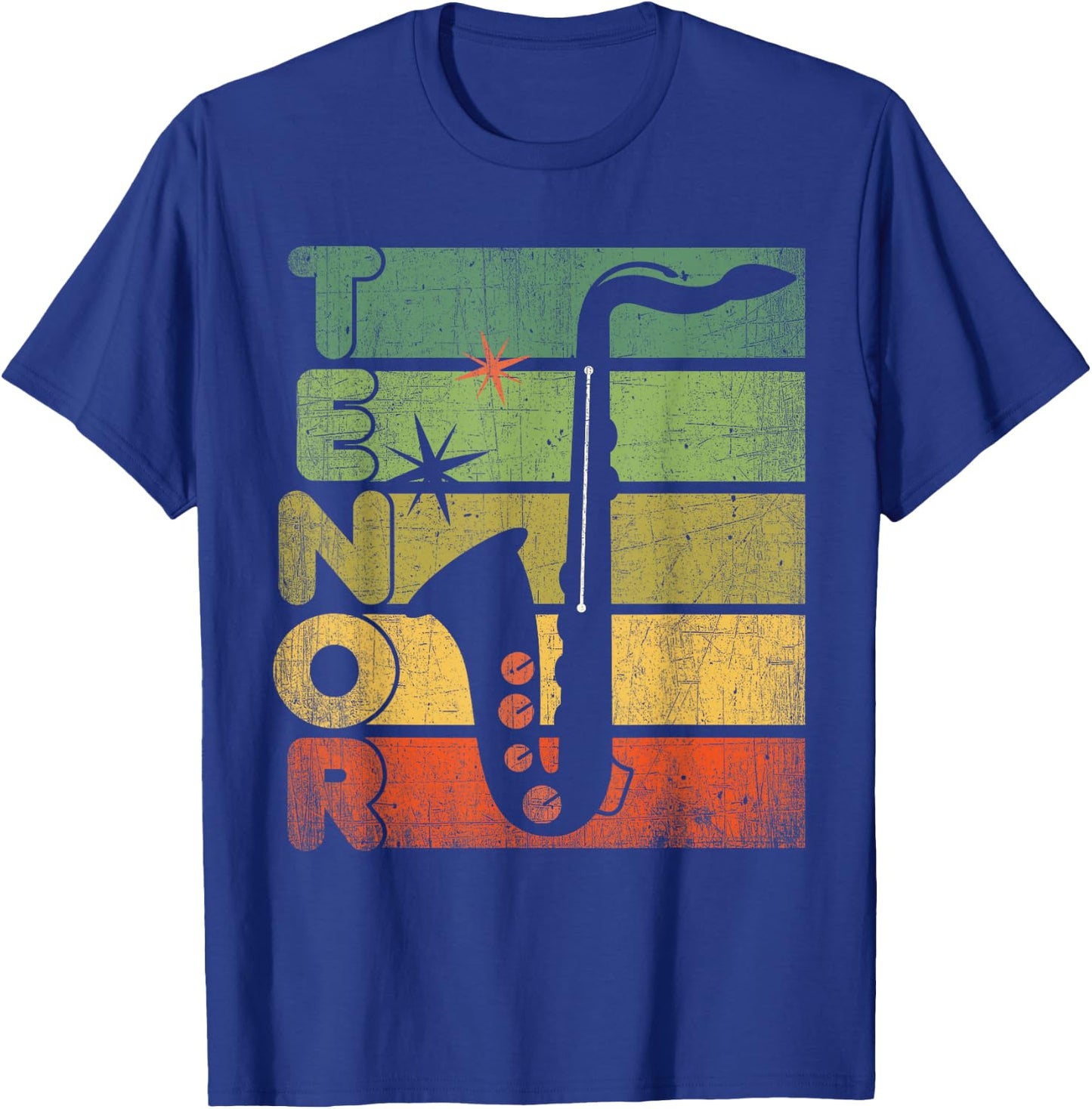 Retro 70s Tenor Saxophone Cool Vintage Sax Musician gifts T-Shirt - T-Shirt | Royal